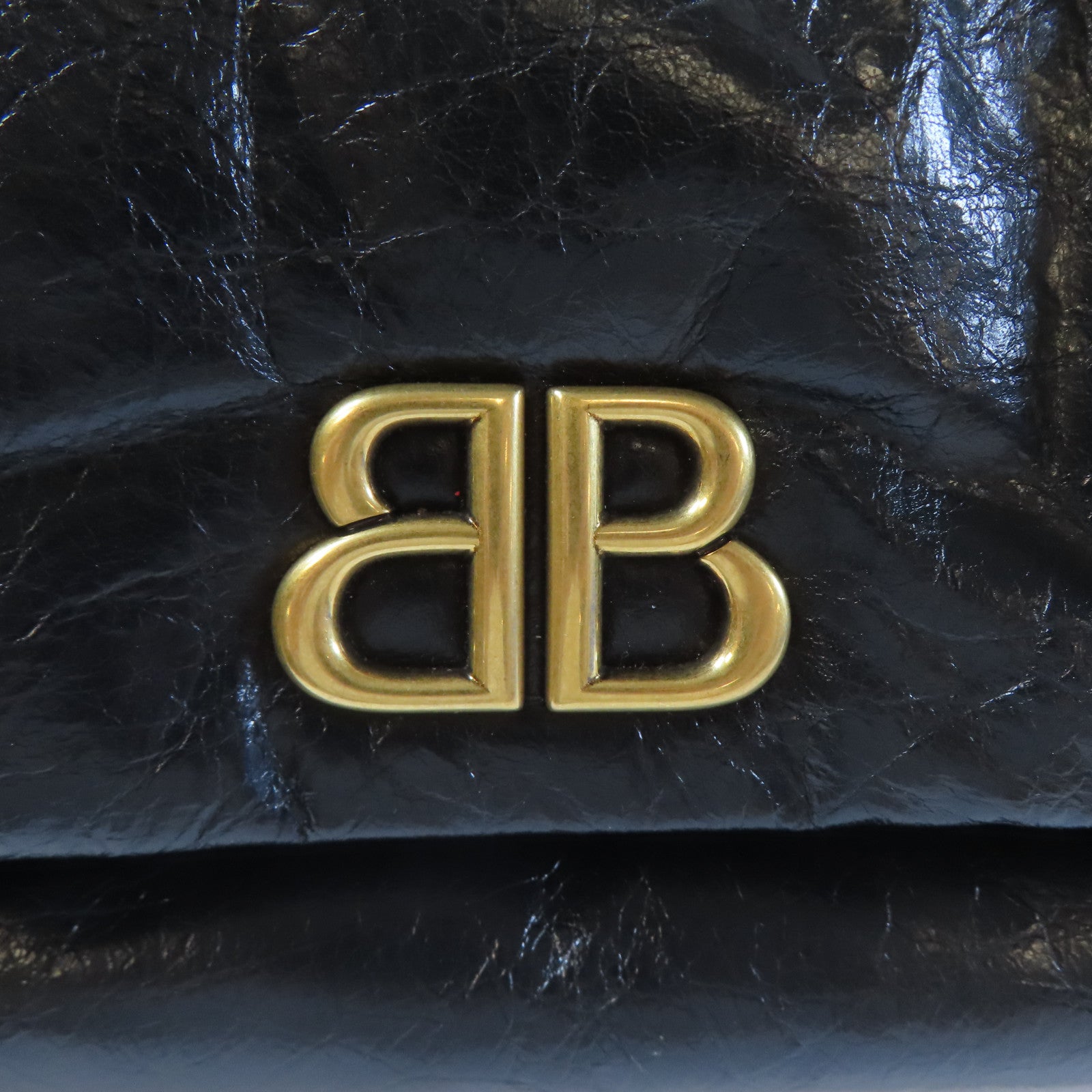 BALENCIAGA 牛皮皮革Monaco金扣鏈帶肩背袋黑色