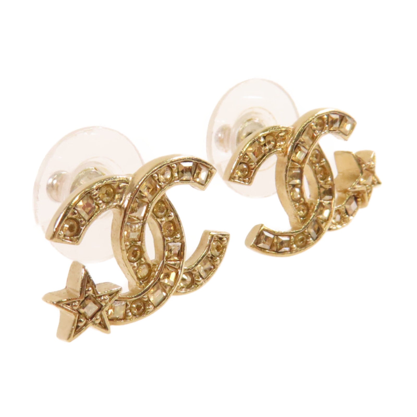 CHANEL 金屬CC Star Earrings耳環金色