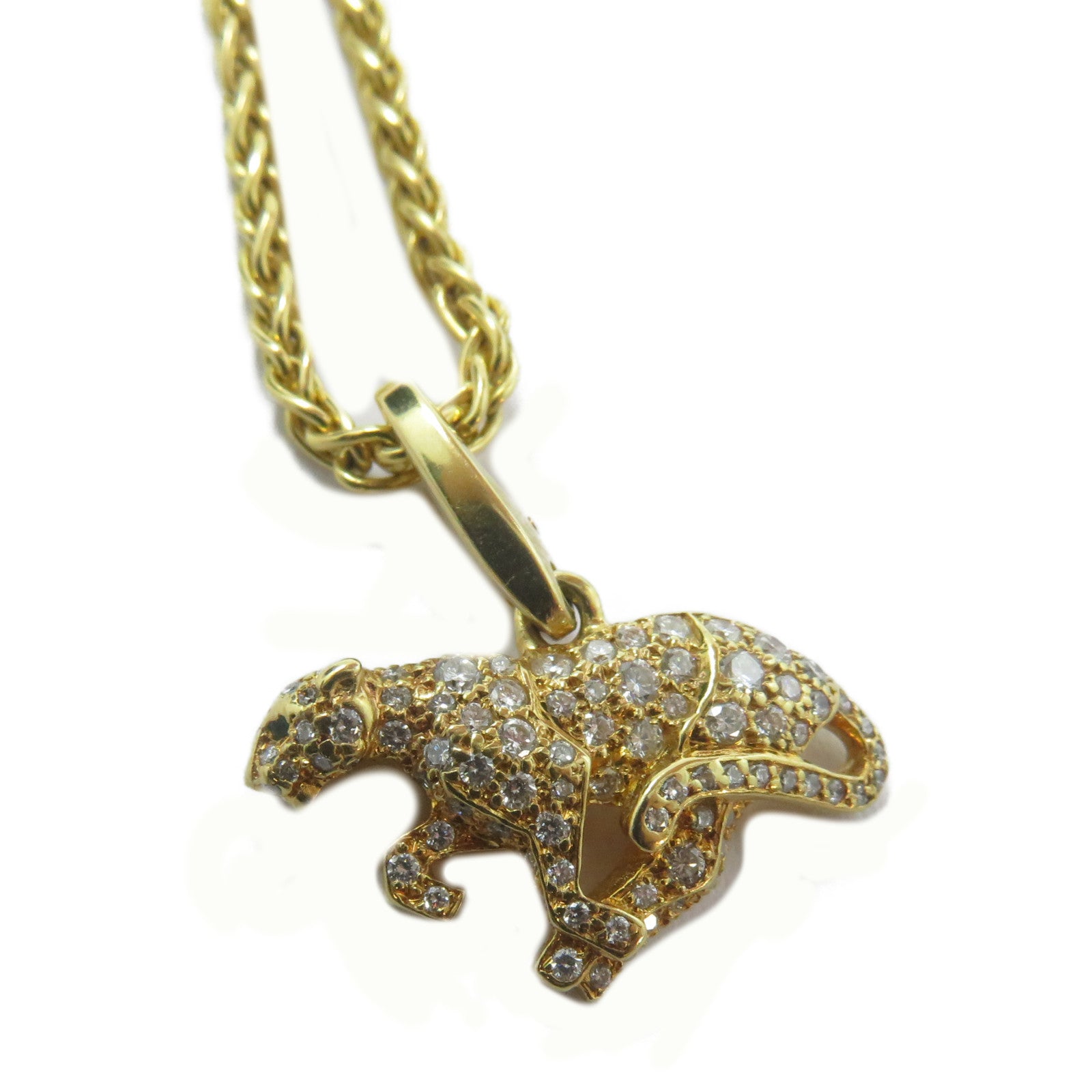 CARTIER 【激減優惠】18K黃金Panthere Diamond Charm Necklace項鍊