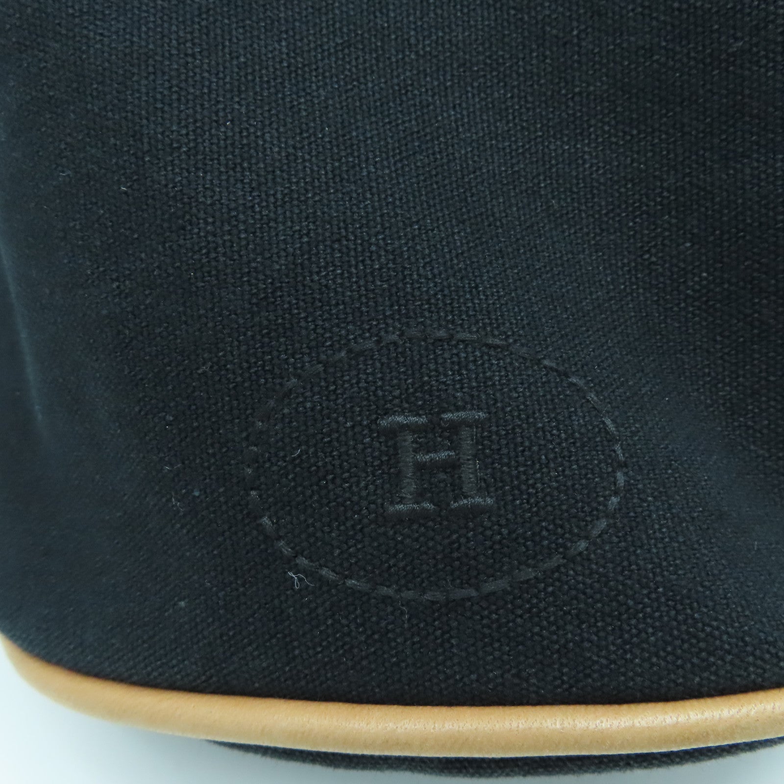 HERMES 【激減優惠】帆布Sac Polochon銀扣背包黑色