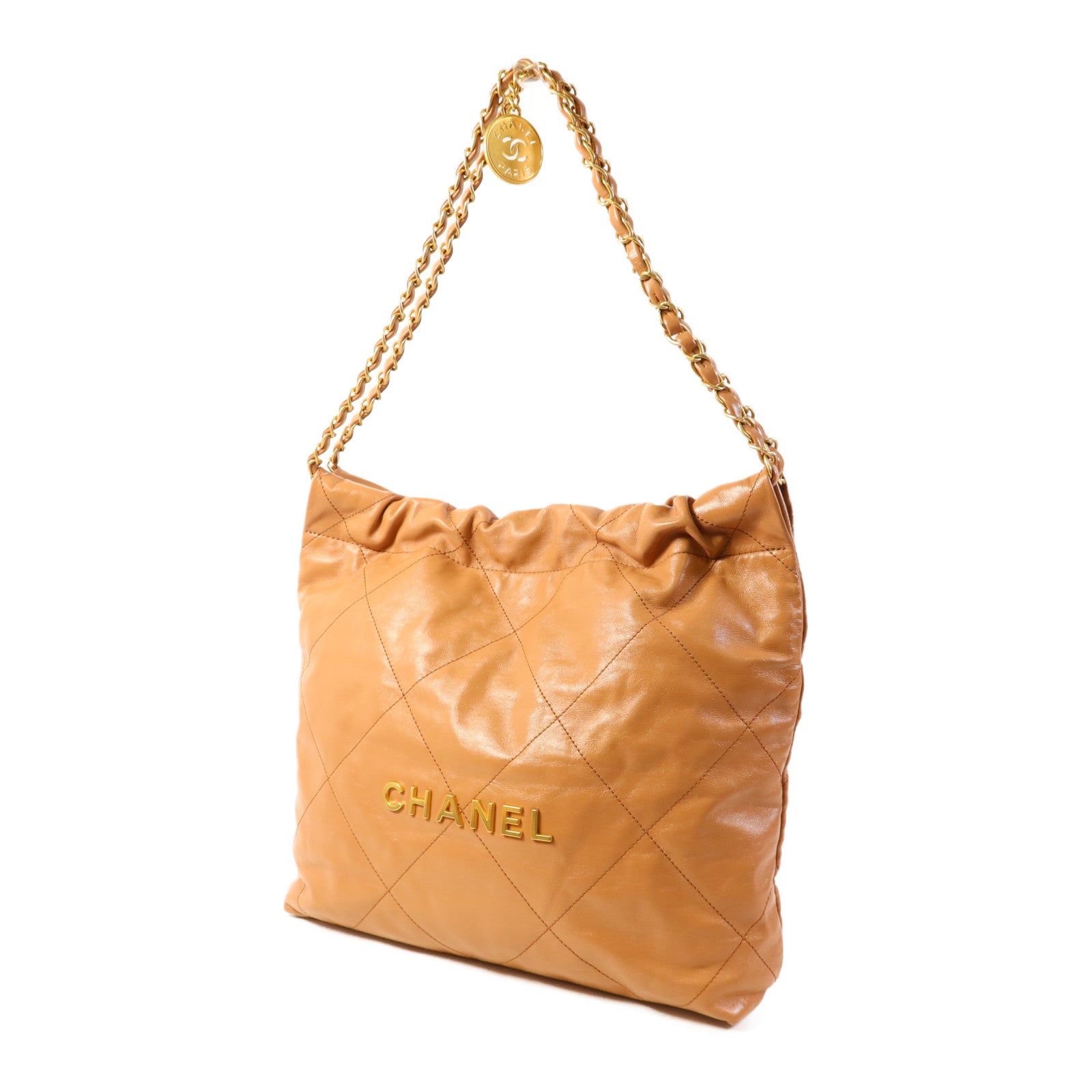 CHANEL 牛皮皮革Chanel 22金扣鏈帶肩背袋