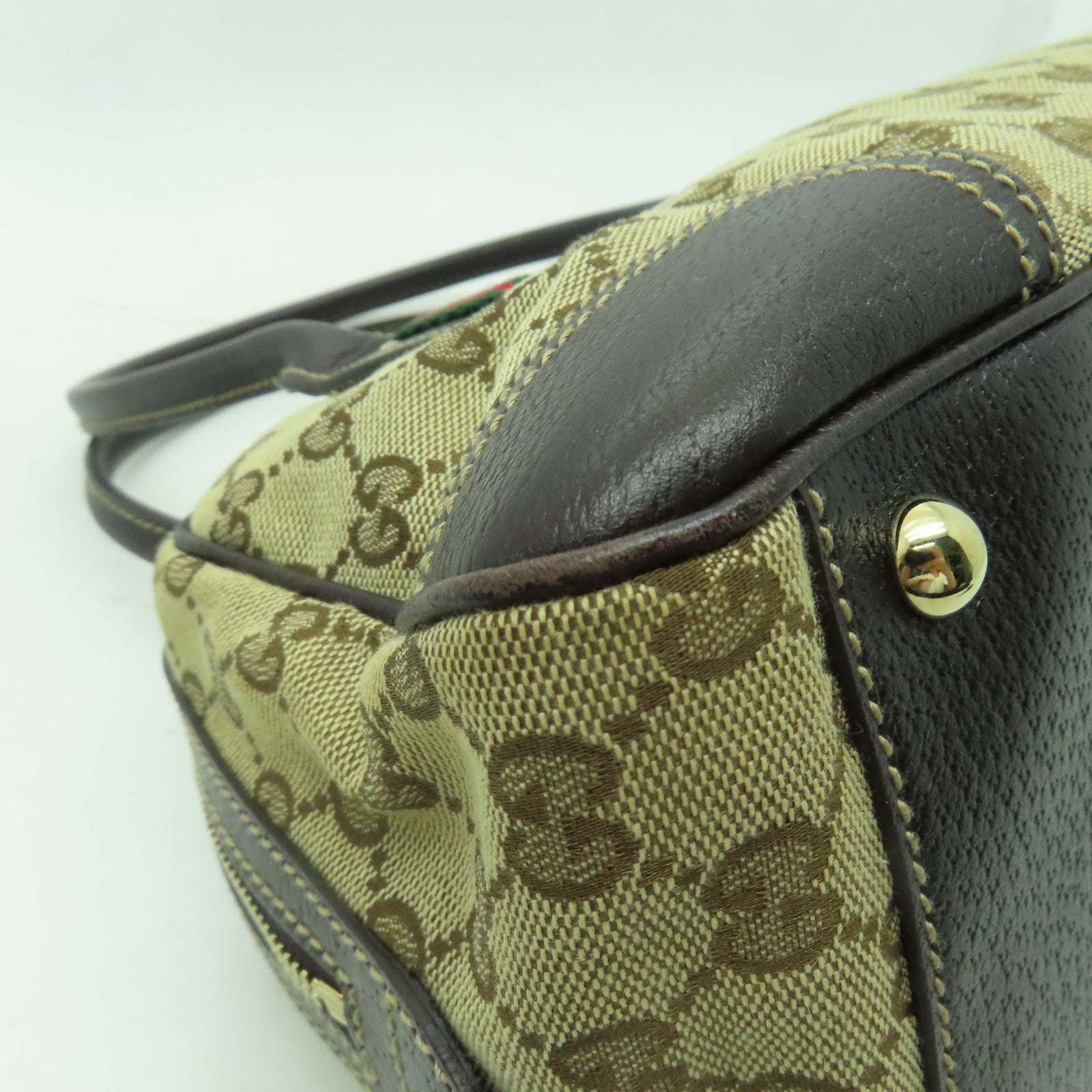 GUCCI 【激減優惠】帆布Shoulder Bag金扣肩背袋啡色