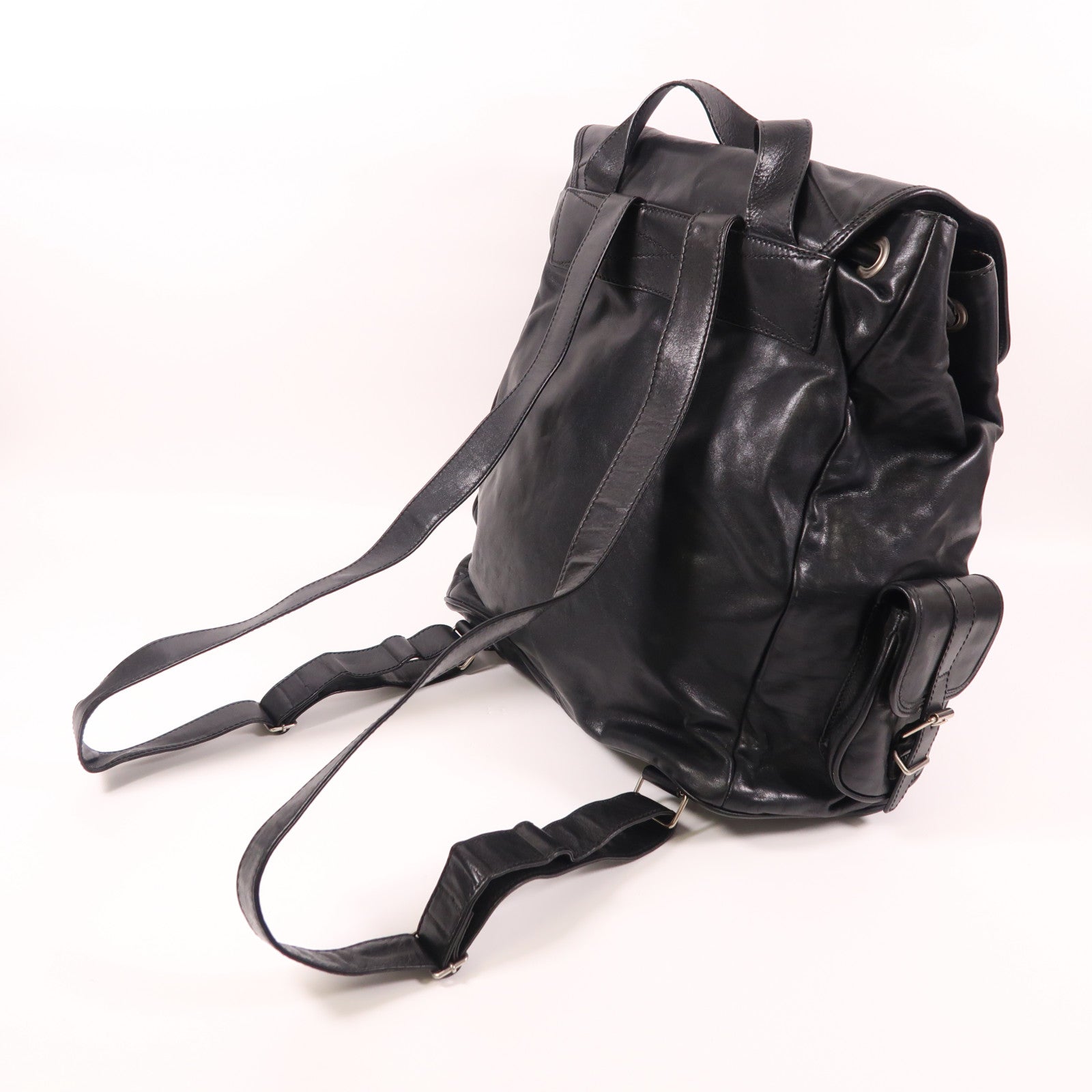 YVES SAINT LAURENT 牛皮皮革Backpack銀扣背包