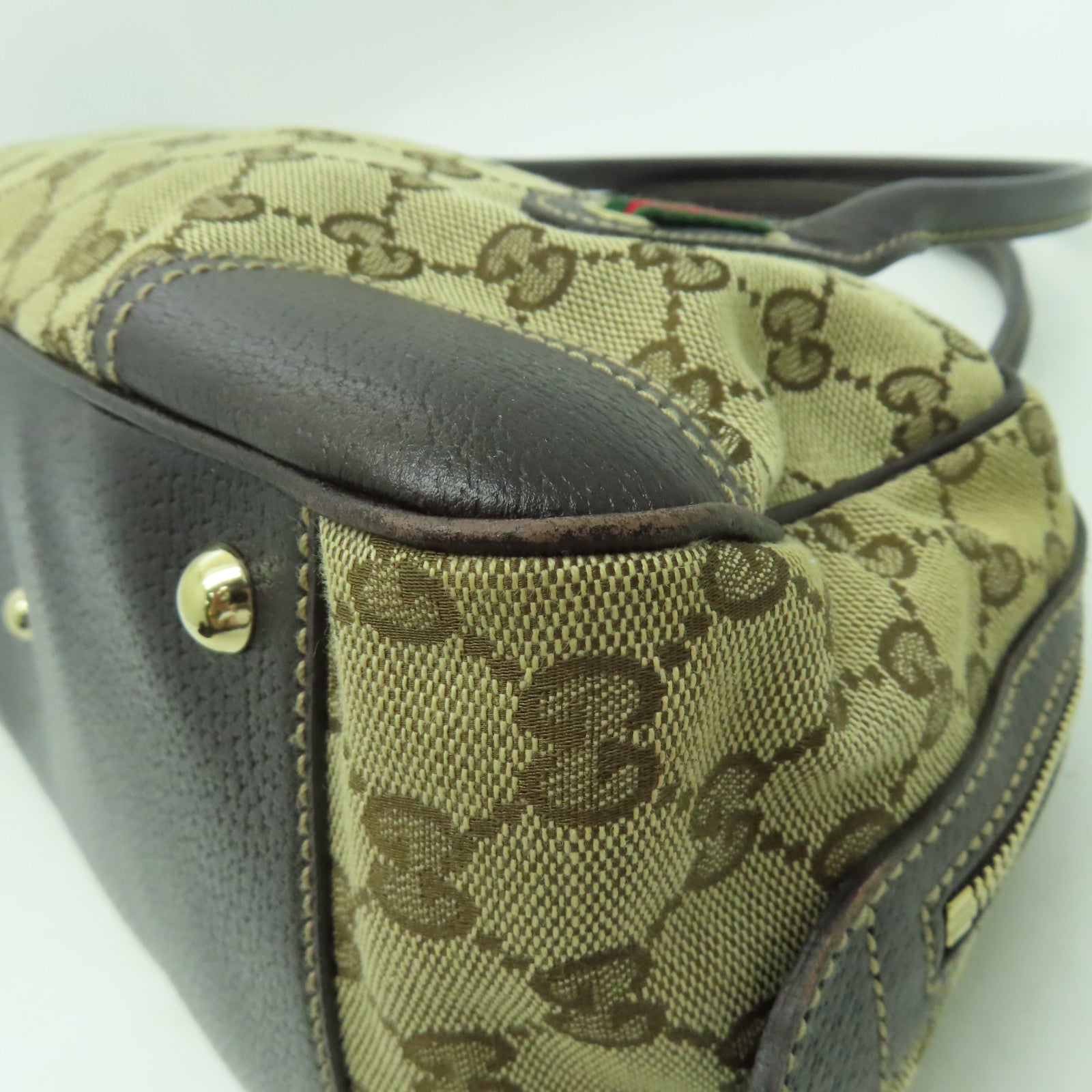 GUCCI 【激減優惠】帆布Shoulder Bag金扣肩背袋啡色
