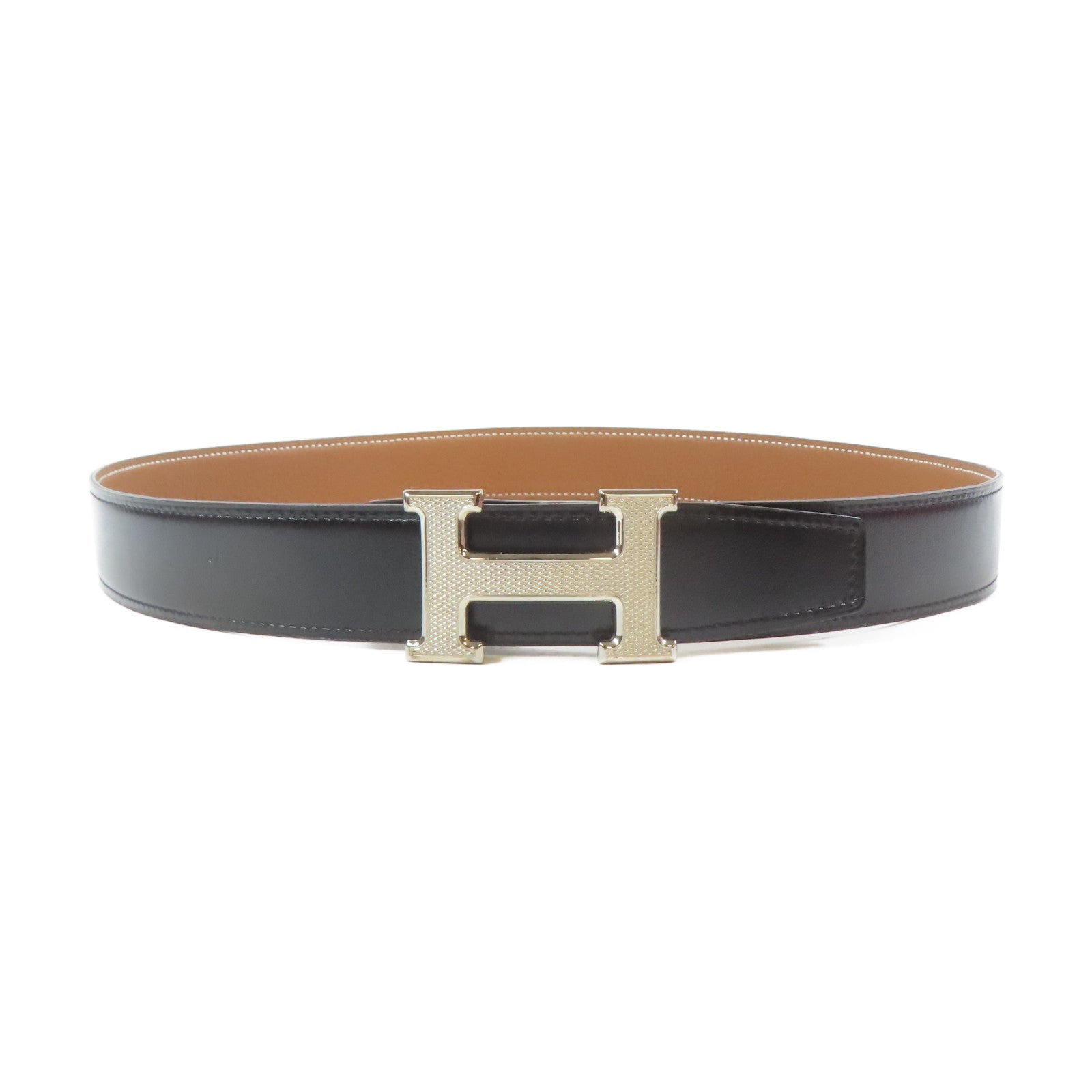HERMES 皮革Belt銀扣皮帶黑色/啡色80cm