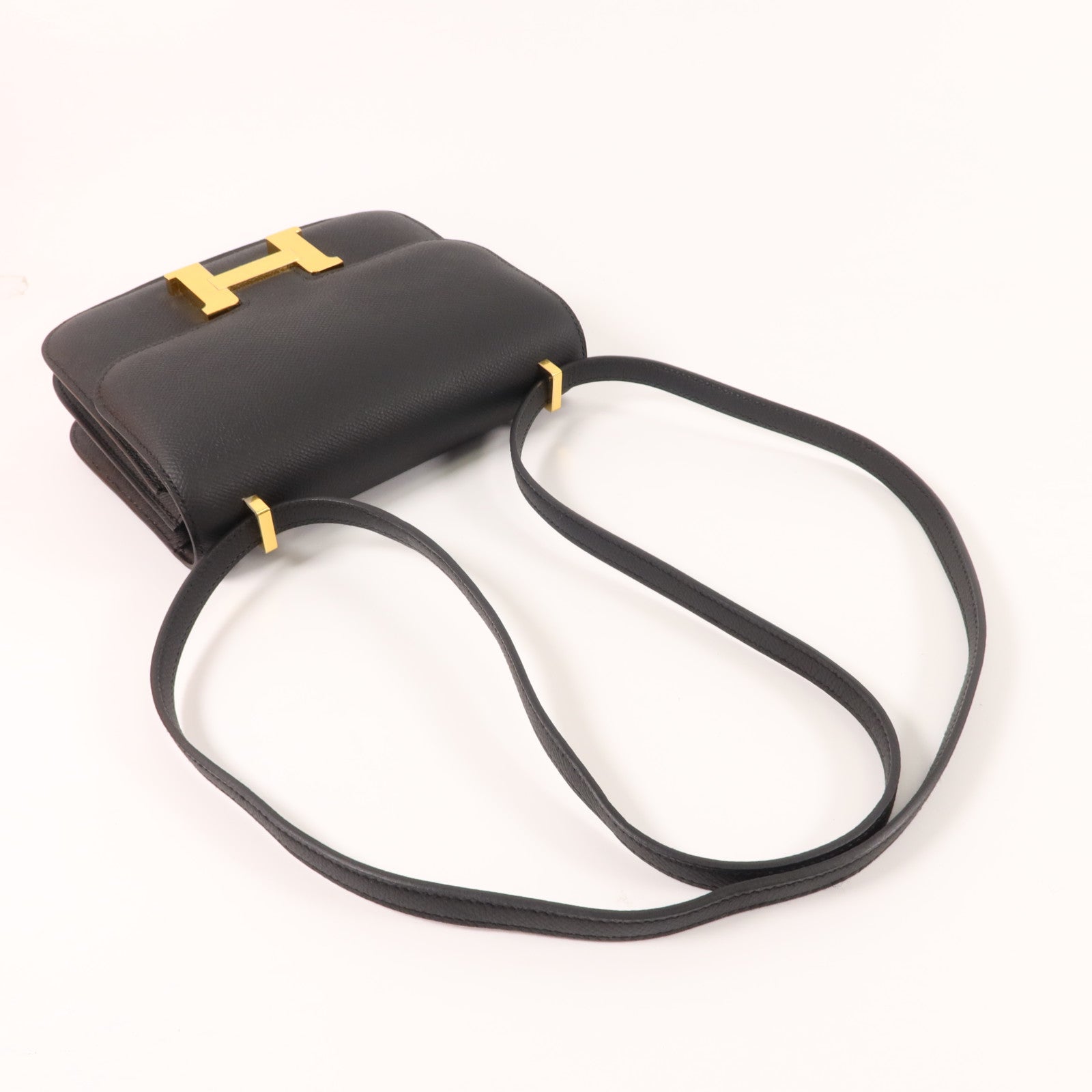 HERMES Epsom皮革Constance Mini肩背袋Noir
