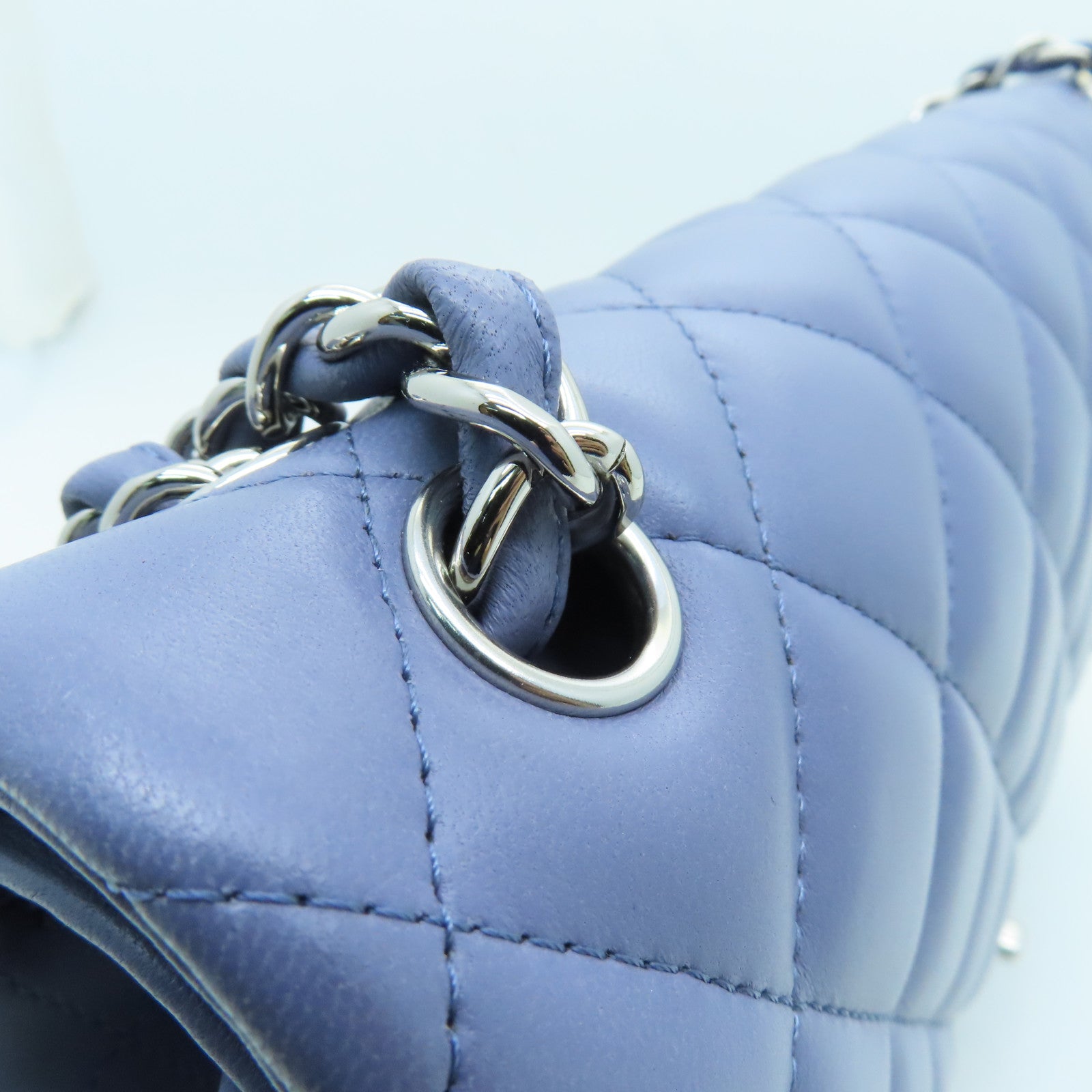 CHANEL Rhombus Sheepskin Leather Chain Shoulder Bag Silver Buckle Handle Chain Belt Shoulder Back Dual-purpose Bag Purple