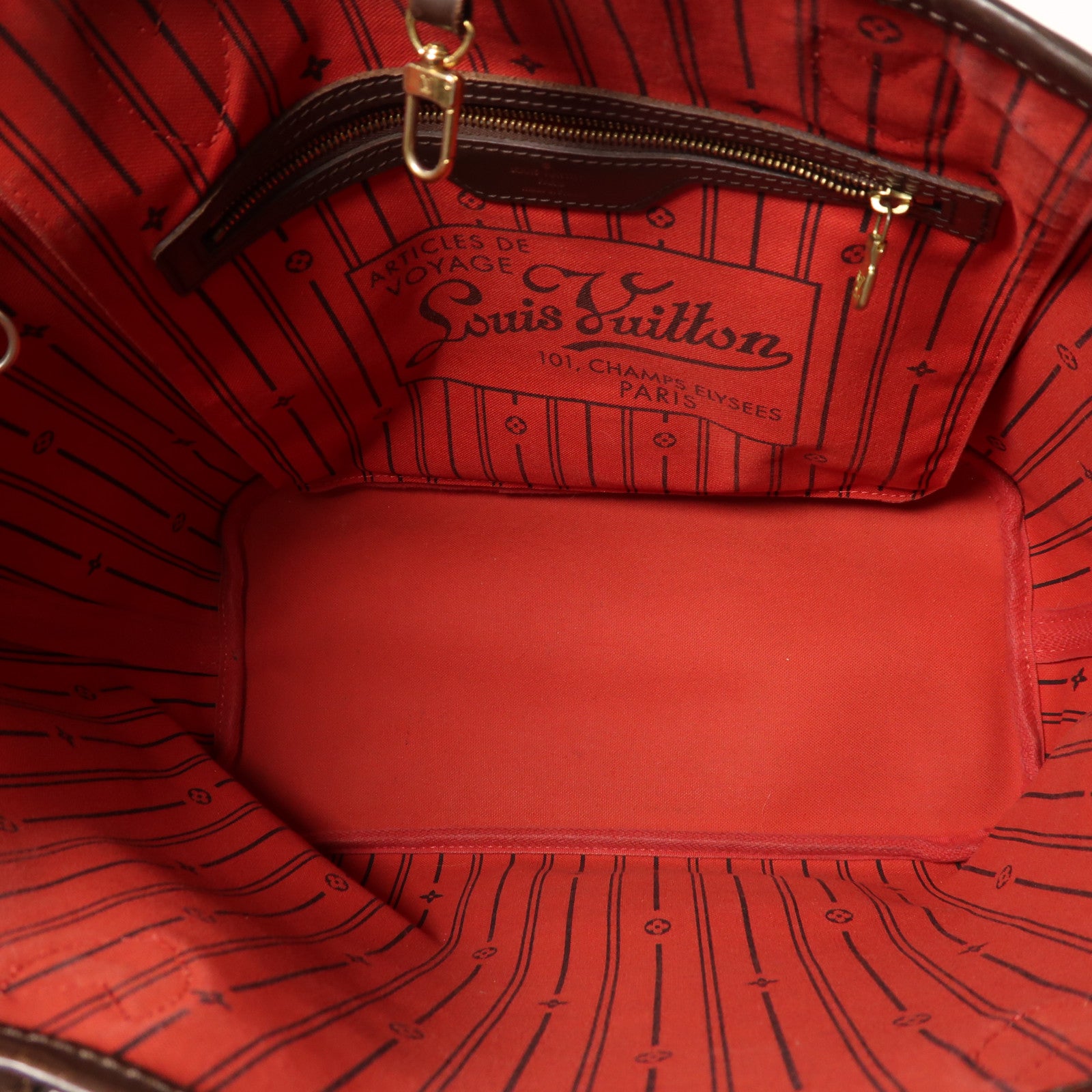 LOUIS VUITTON Damier Neverfull MM金扣手挽袋/肩背袋