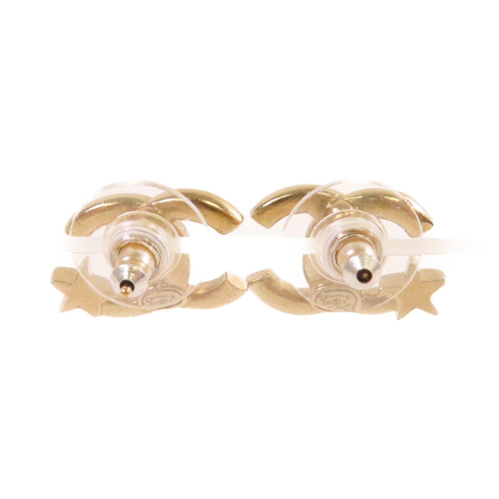 CHANEL 金屬CC Star Earrings耳環金色
