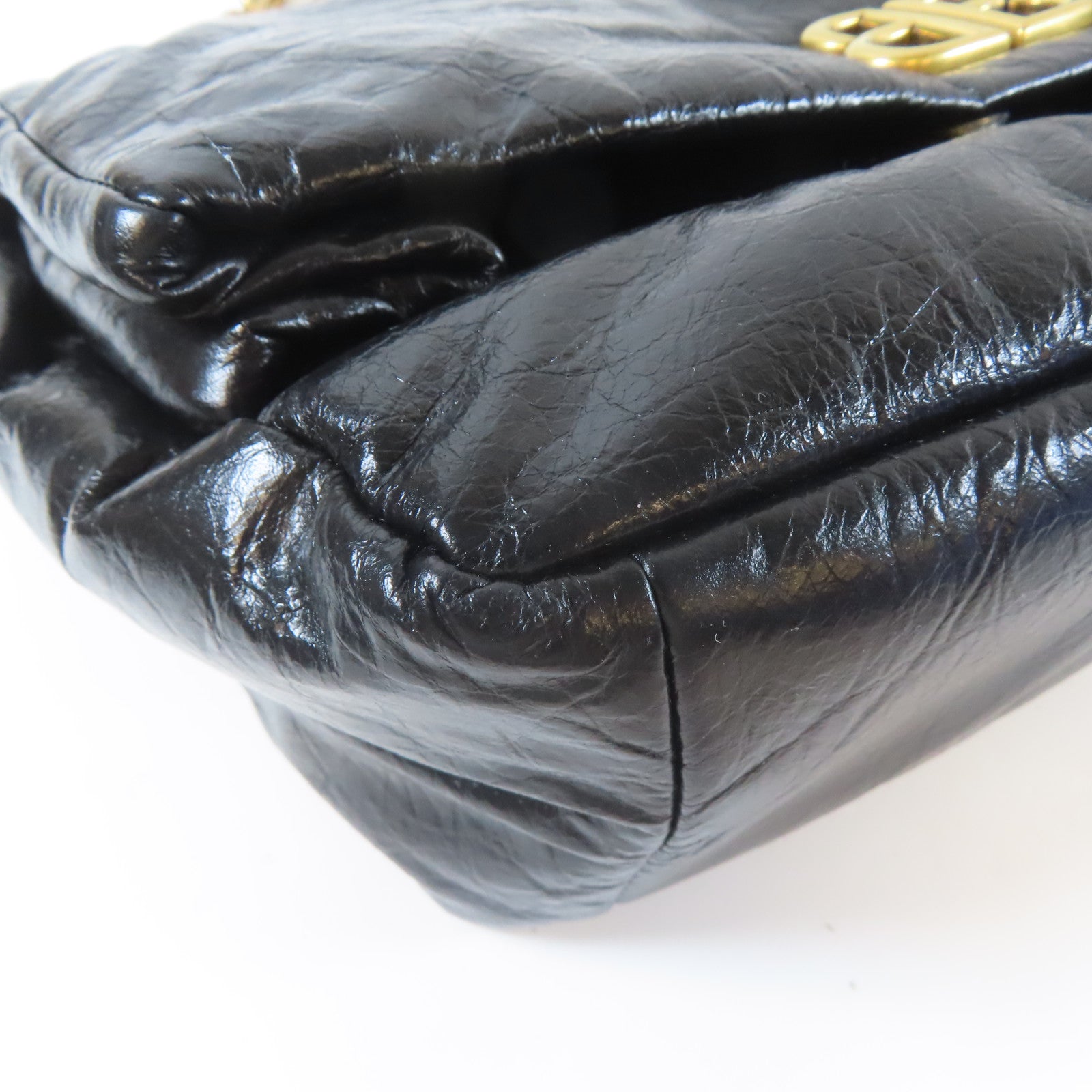 BALENCIAGA 牛皮皮革Monaco金扣鏈帶肩背袋黑色
