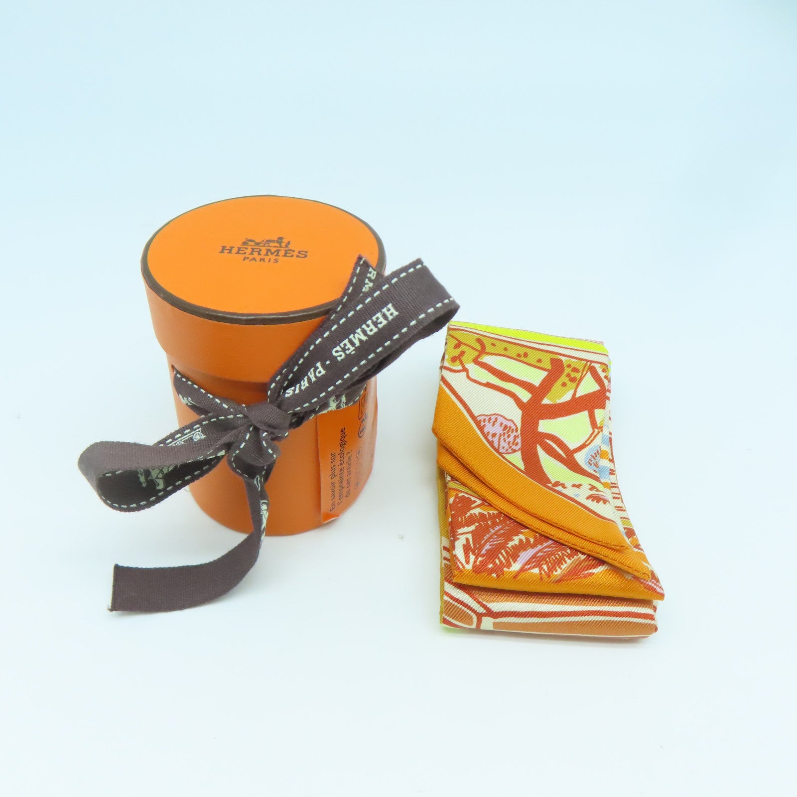 HERMES 【激減優惠】絲質Twilly絲巾橙色