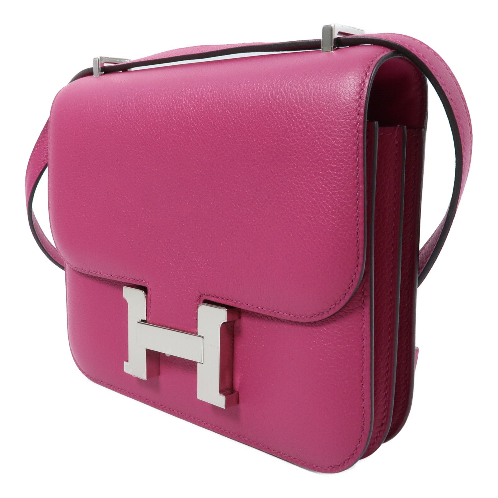 HERMES Evercolor皮革Constance Mini肩背袋Rose Pourpre