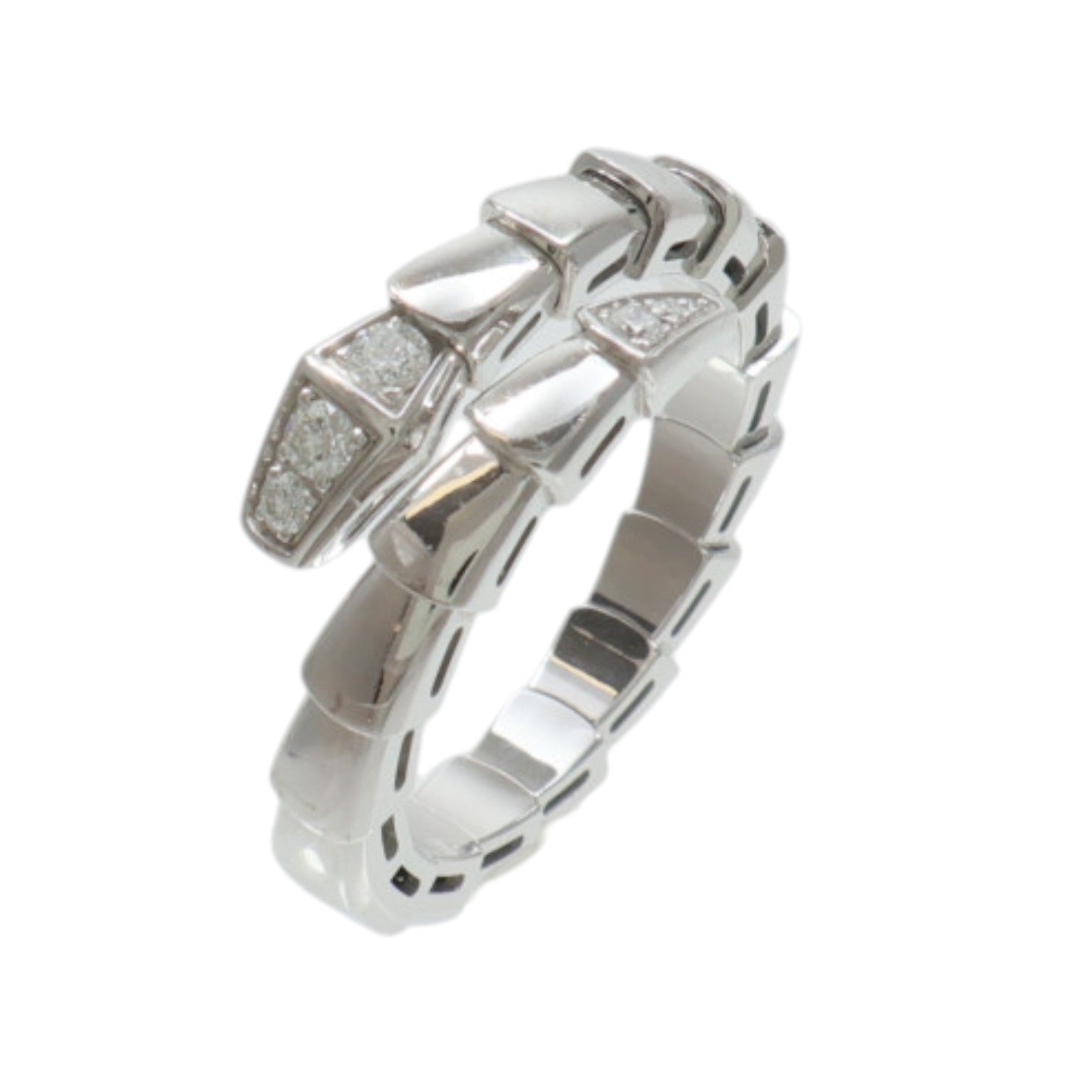 BVLGARI 18K白金Serpenti Viper Ring鑽石戒指