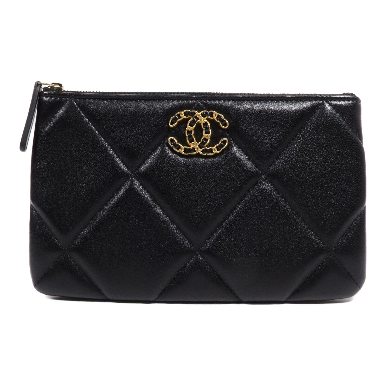 CHANEL 羊皮皮革Chanel 19 Pouch金扣手拿包