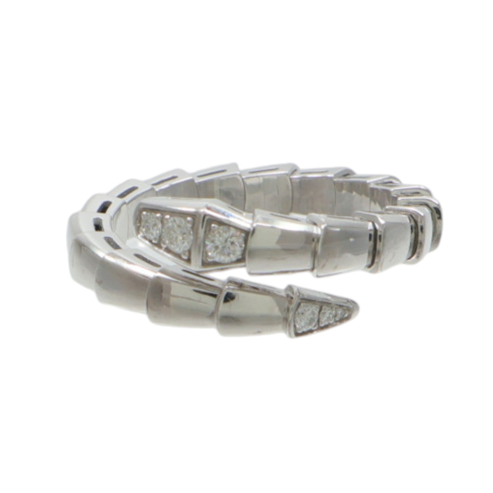 BVLGARI 18K白金Serpenti Viper Ring鑽石戒指
