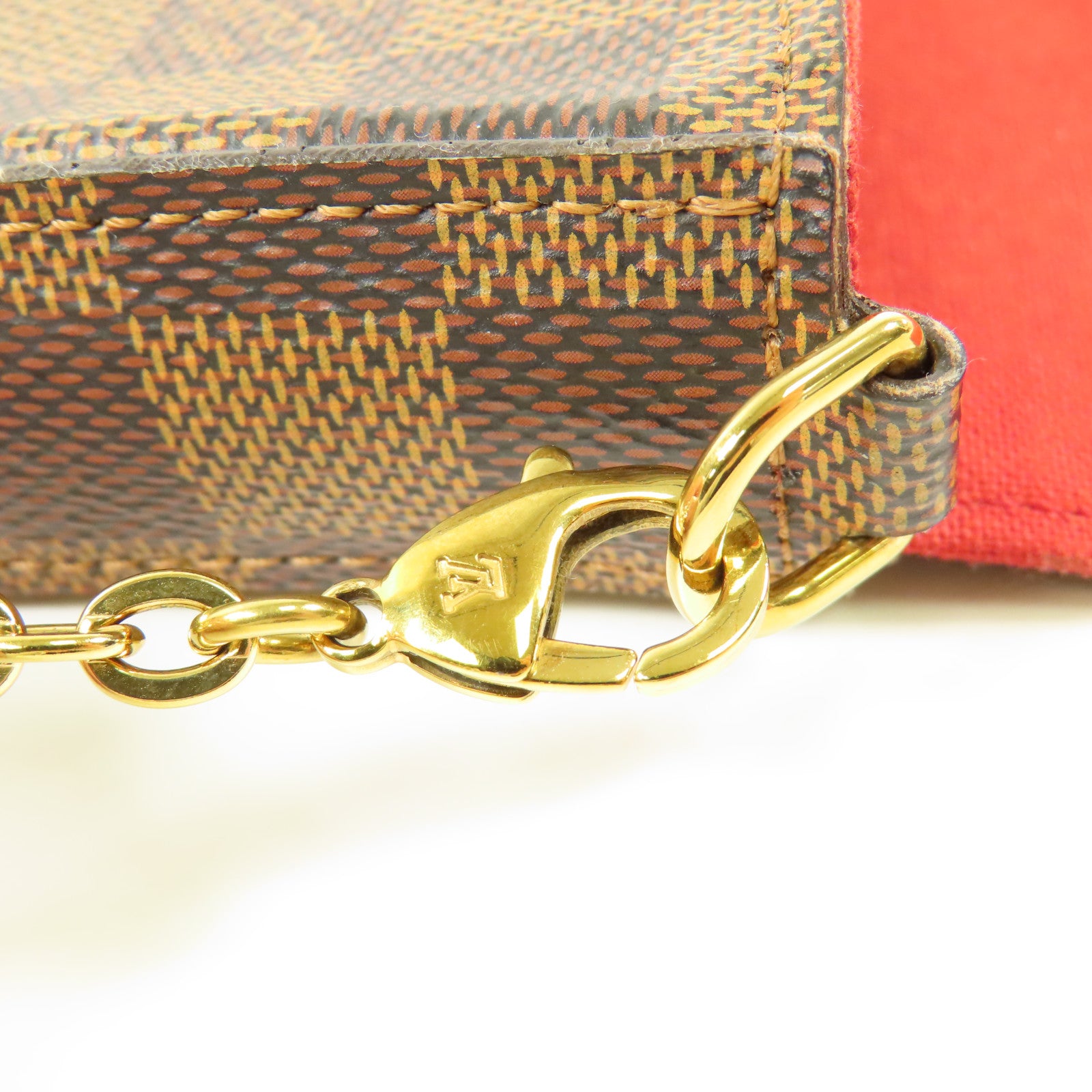 LOUIS VUITTON Damier Felice Pochette金扣鏈帶肩背袋