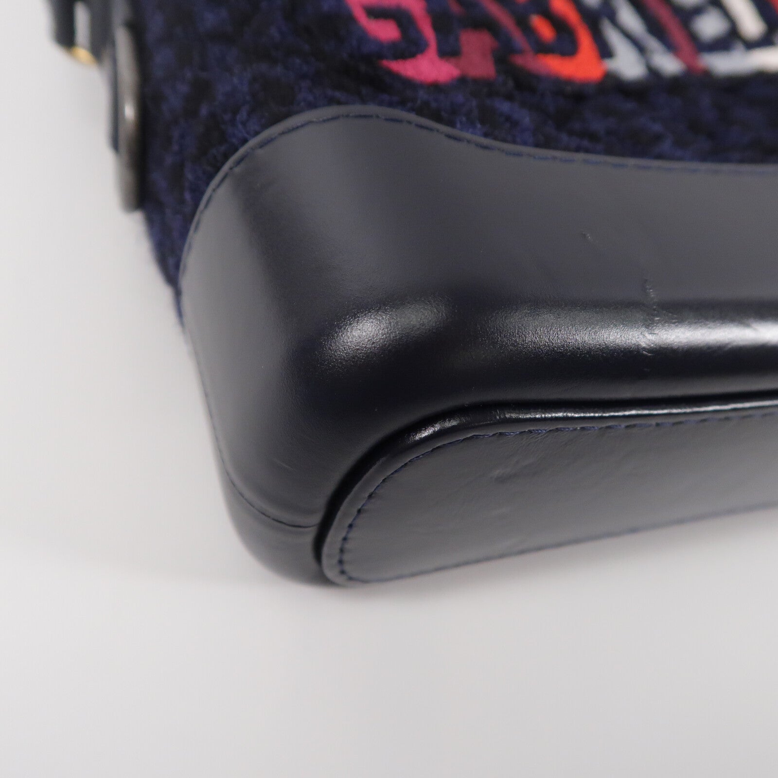 CHANEL 牛皮皮革/Tweed Navy Tweed Gabrielle Small鏈帶肩背袋