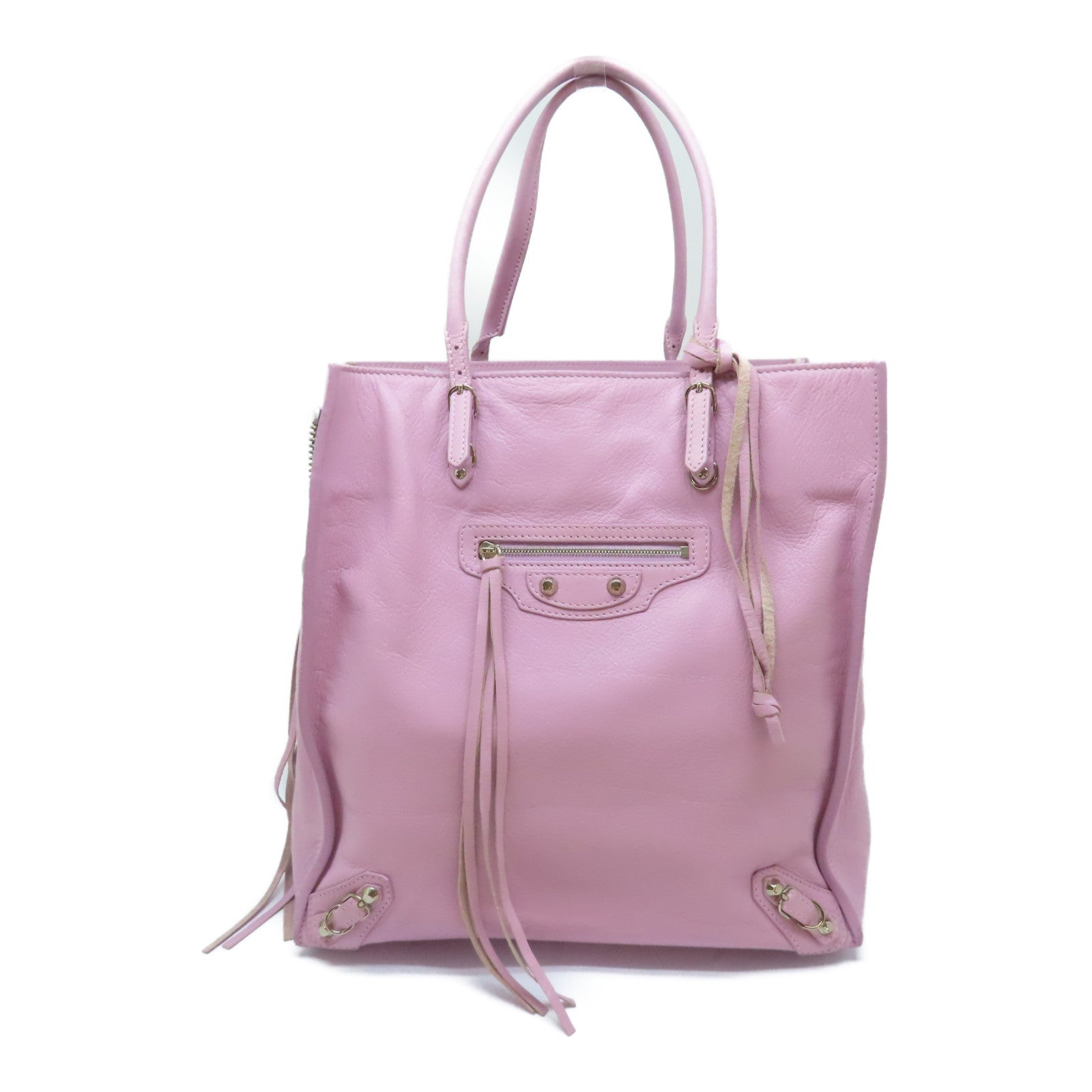 BALENCIAGA 【激減優惠】牛皮皮革Papier Tote銀扣手挽袋紫色
