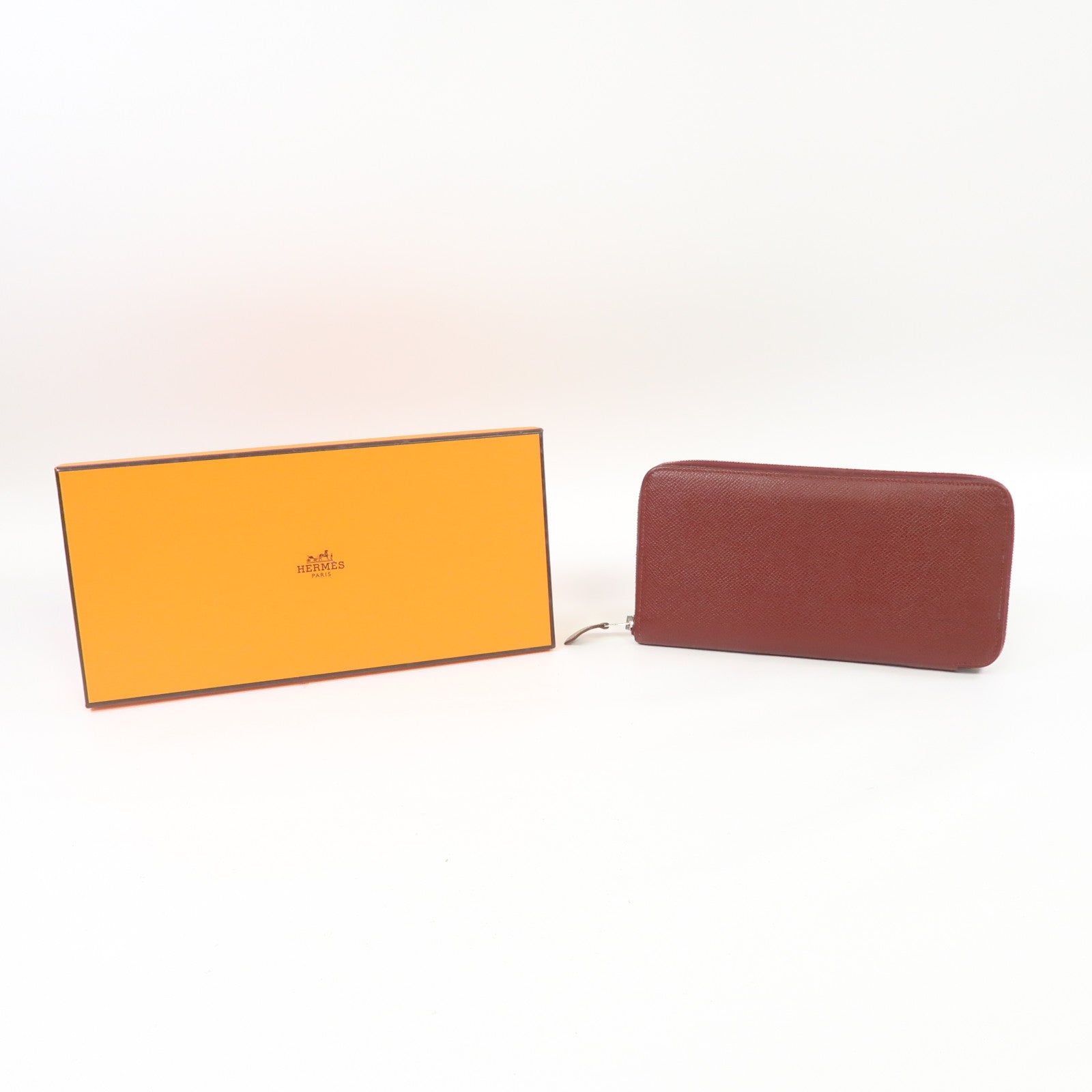 HERMES Epsom皮革Silk'In Wallet銀扣長錢包愛馬仕紅色