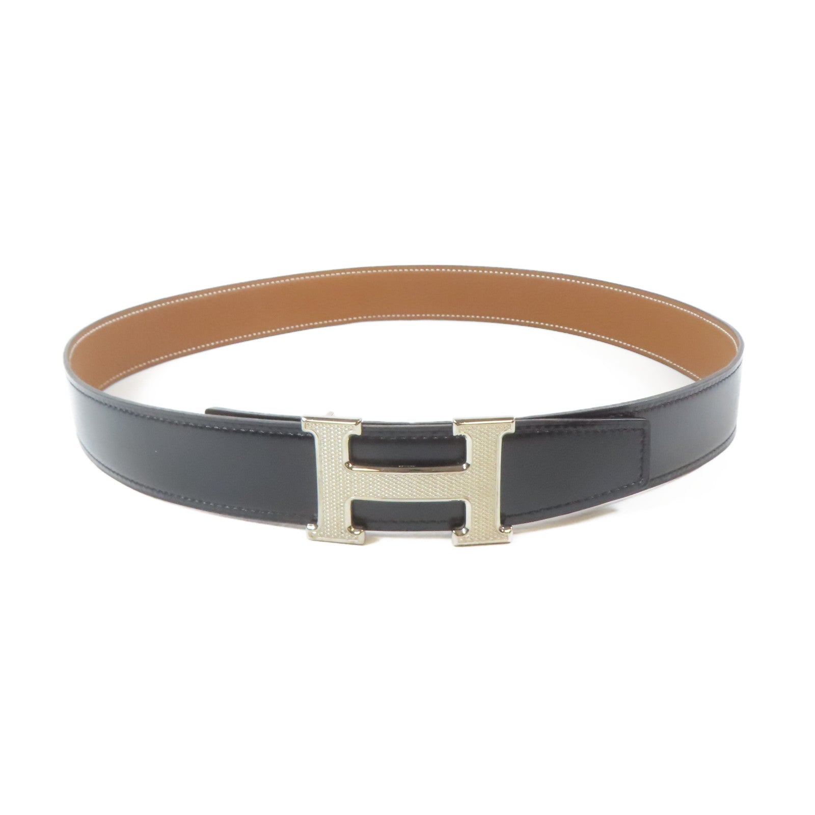 HERMES 皮革Belt銀扣皮帶黑色/啡色80cm