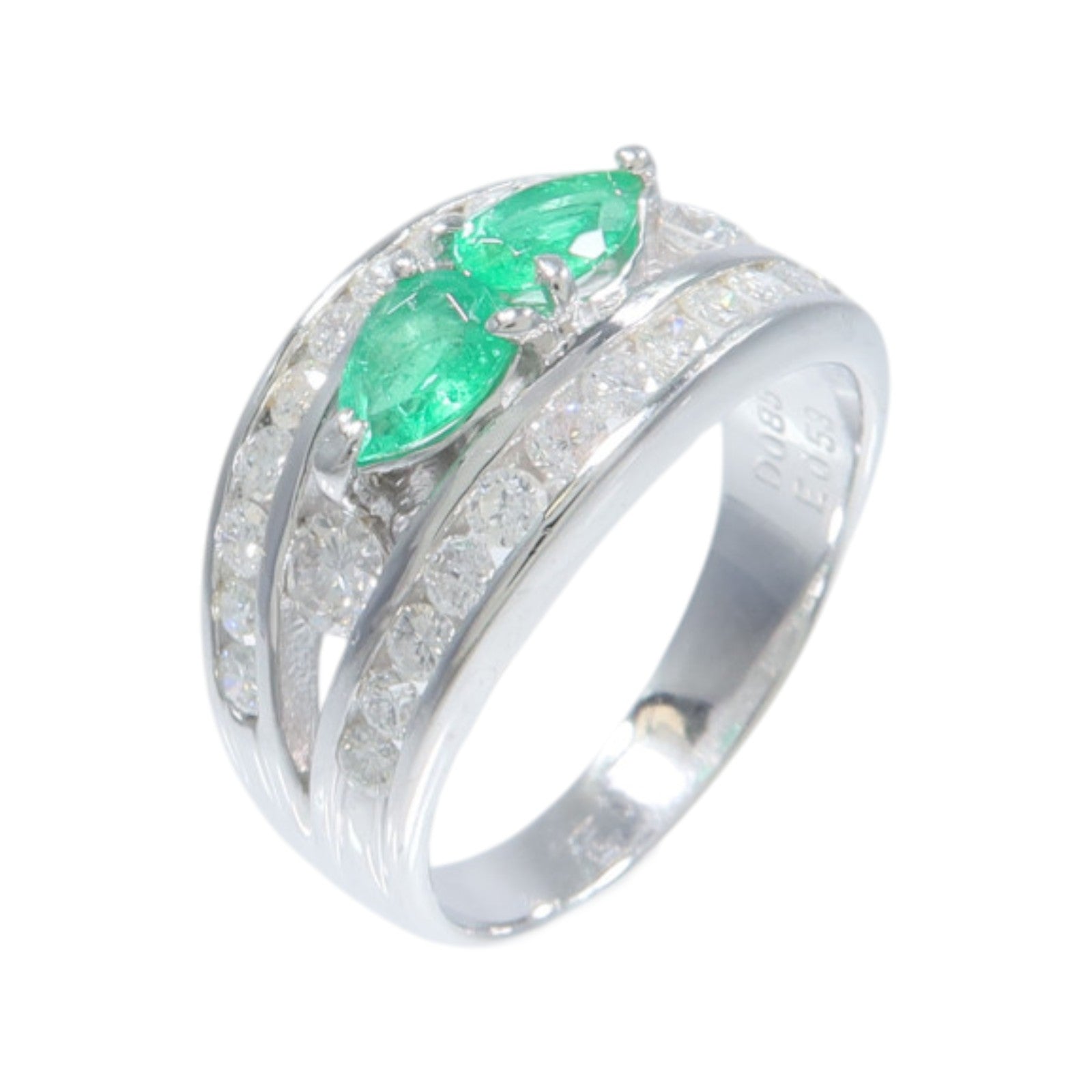JEWELRY 【激減優惠】PT900鉑金Diamond Ring綠寶石/鑽石戒指