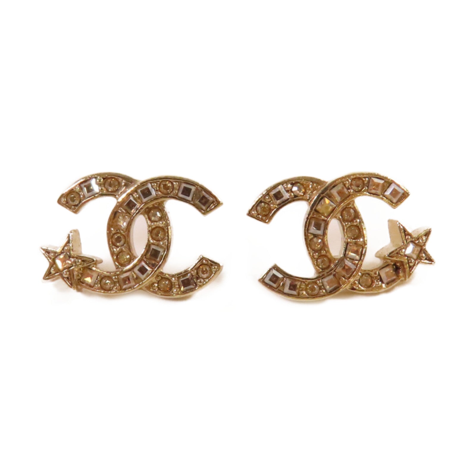CHANEL 金屬CC Star Earrings耳環金色