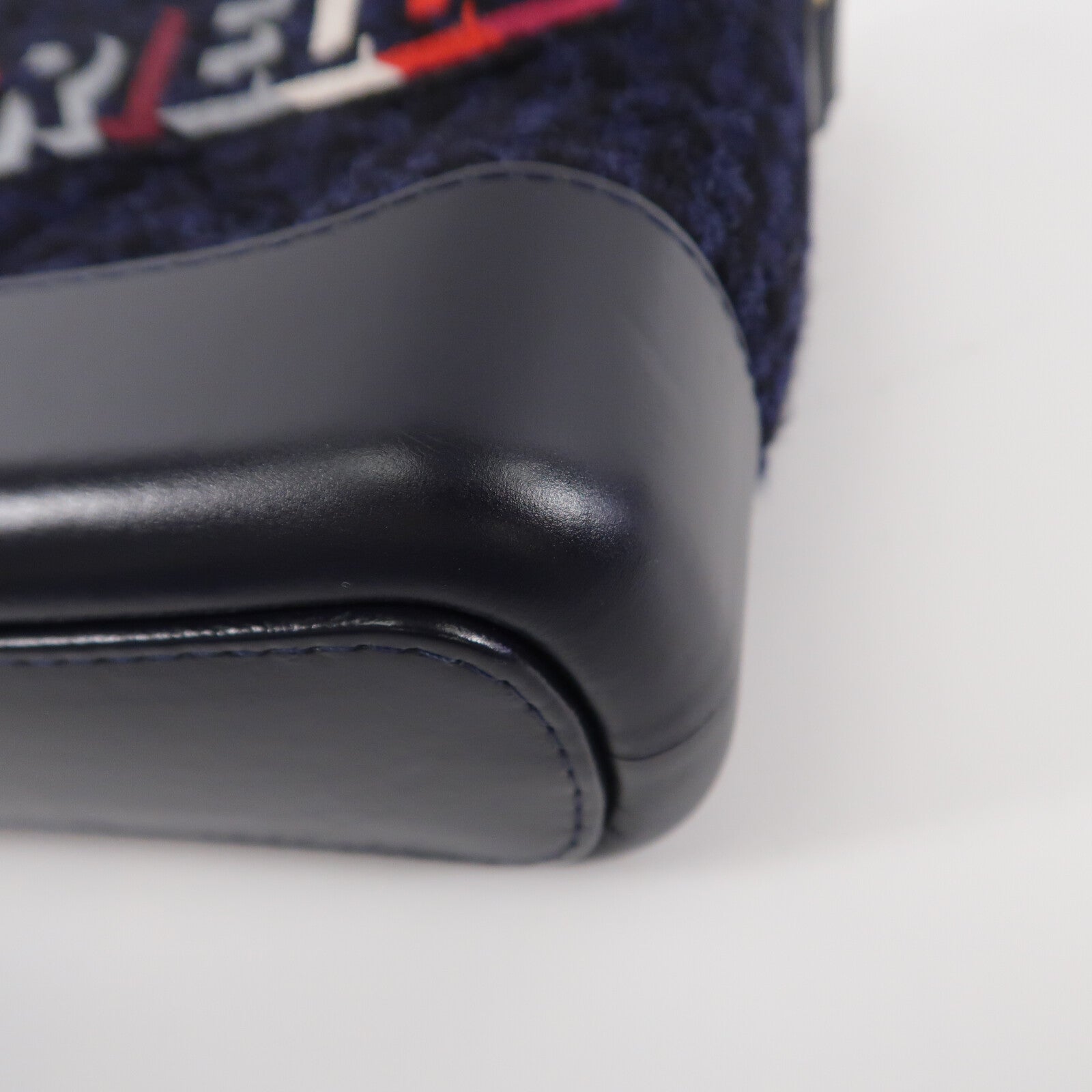 CHANEL 牛皮皮革/Tweed Navy Tweed Gabrielle Small鏈帶肩背袋