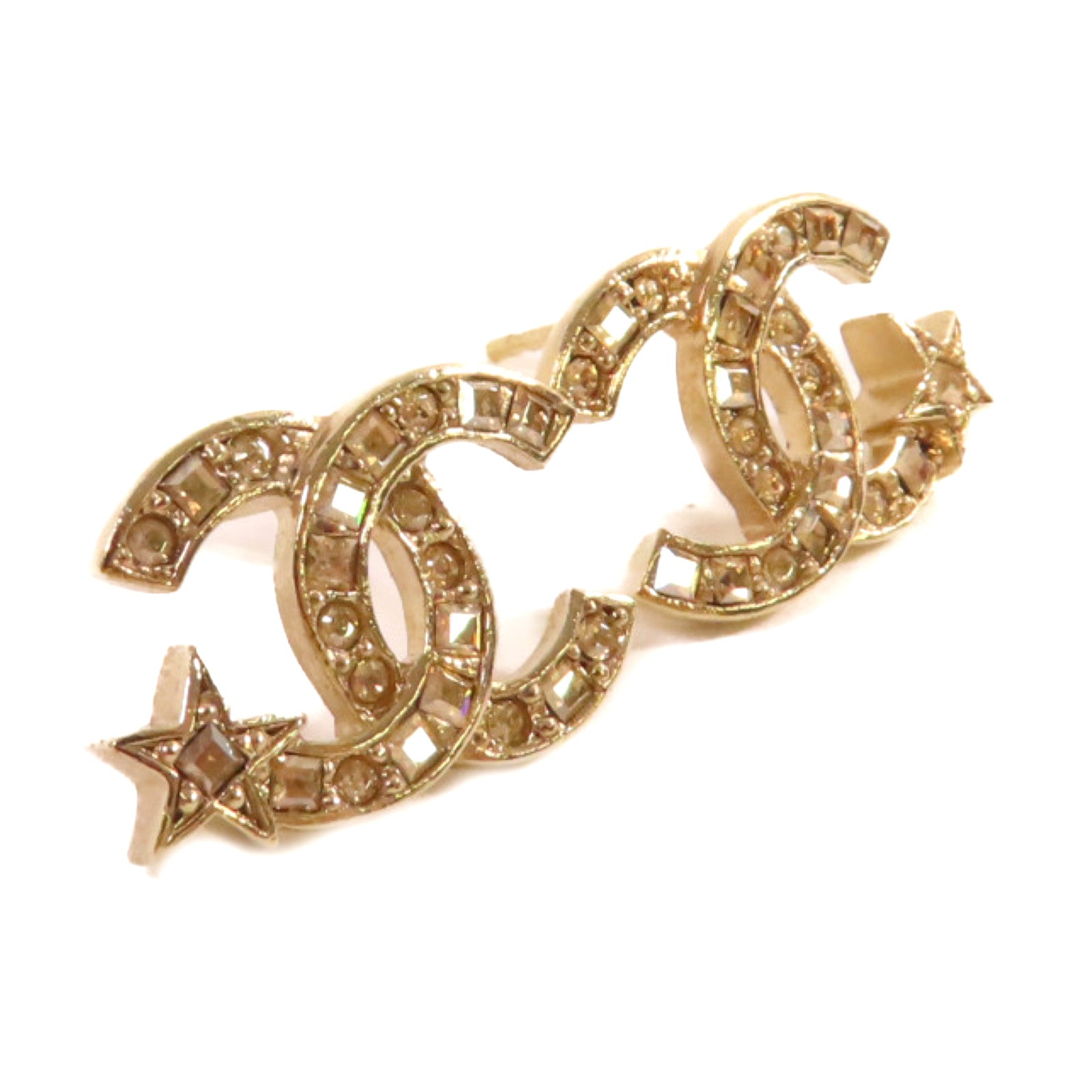 CHANEL 金屬CC Star Earrings耳環金色