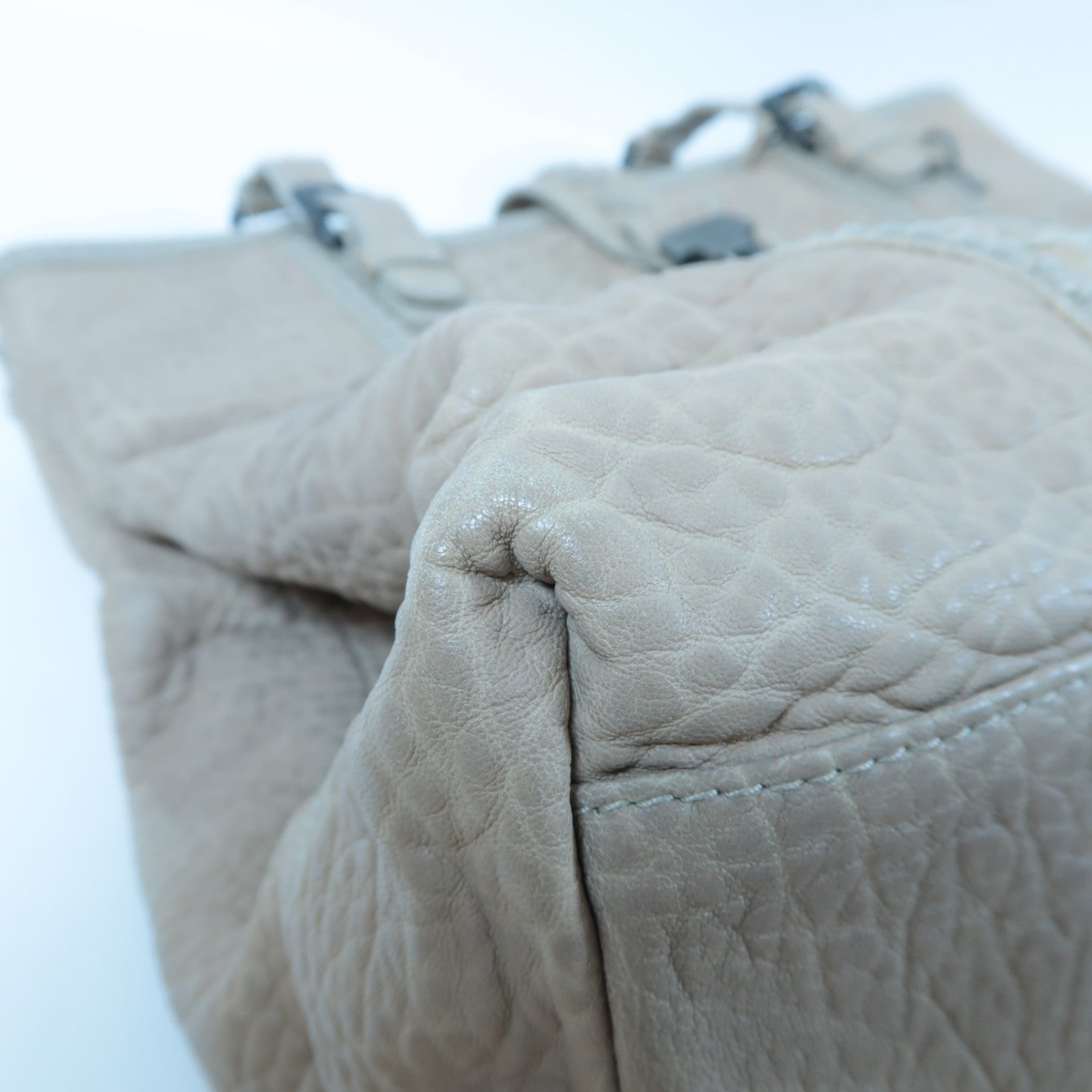 BOTTEGA VENETA 【激減優惠】織紋牛皮皮革Shoulder Bag銀扣肩背袋米色