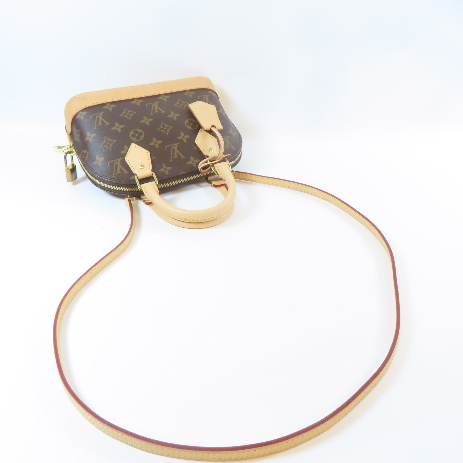 LOUIS VUITTON Monogram Alma BB 2 Way Shoulder Bag金扣手挽肩背兩用袋啡色