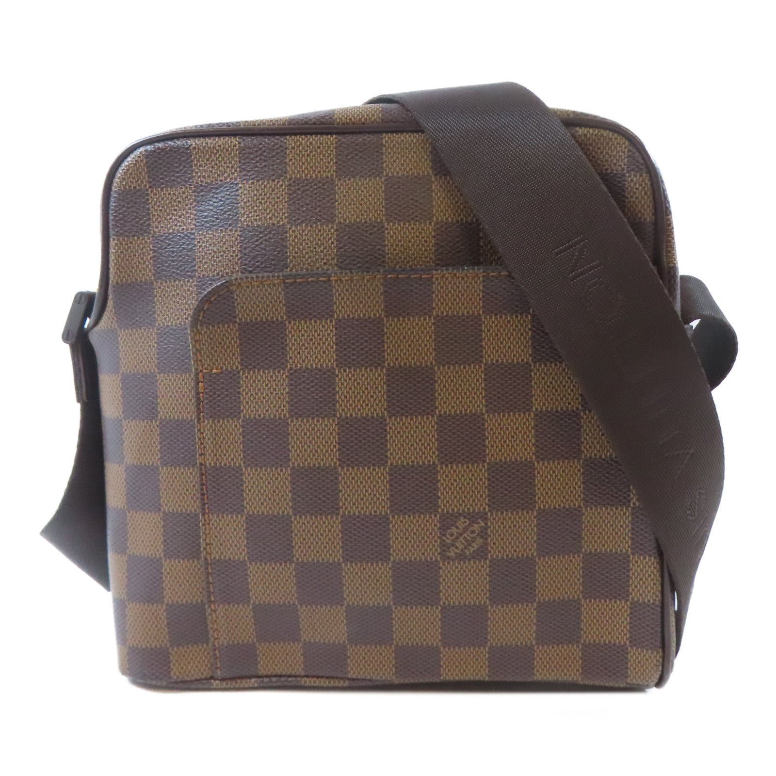 LOUIS VUITTON Damier Olav金扣肩背袋啡色