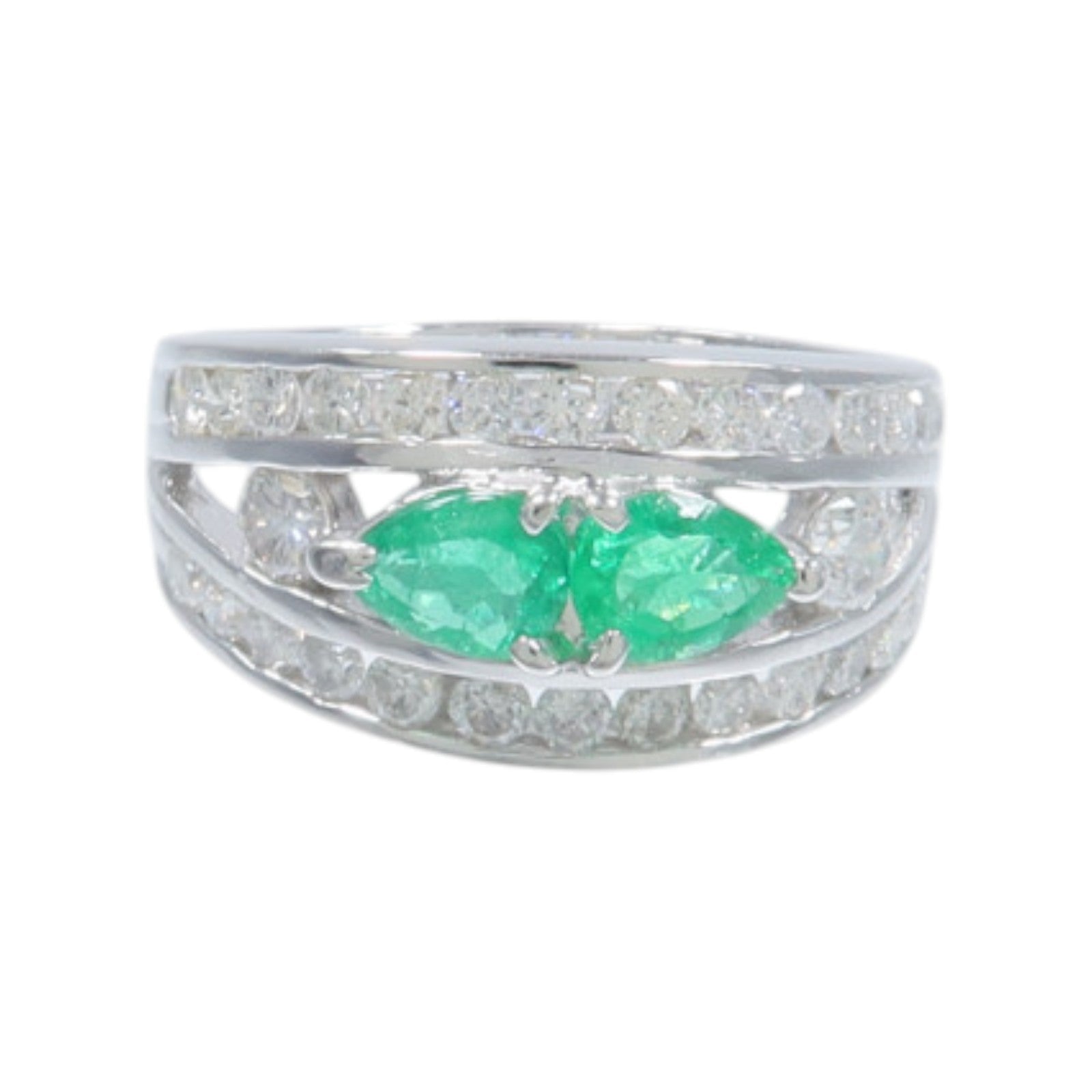 JEWELRY 【激減優惠】PT900鉑金Diamond Ring綠寶石/鑽石戒指