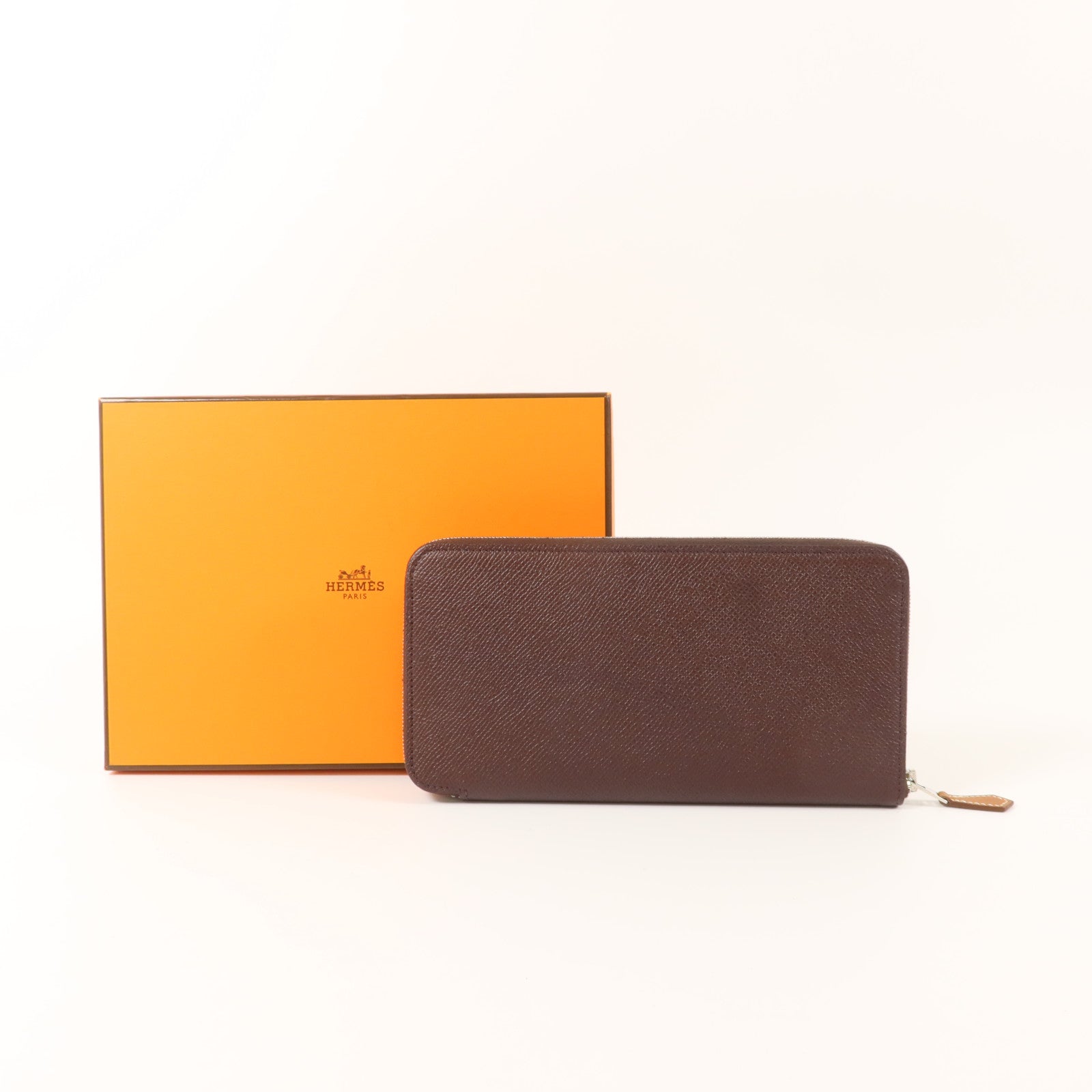 HERMES Epsom皮革Silk In Long Wallet長錢包Rouge Sellier