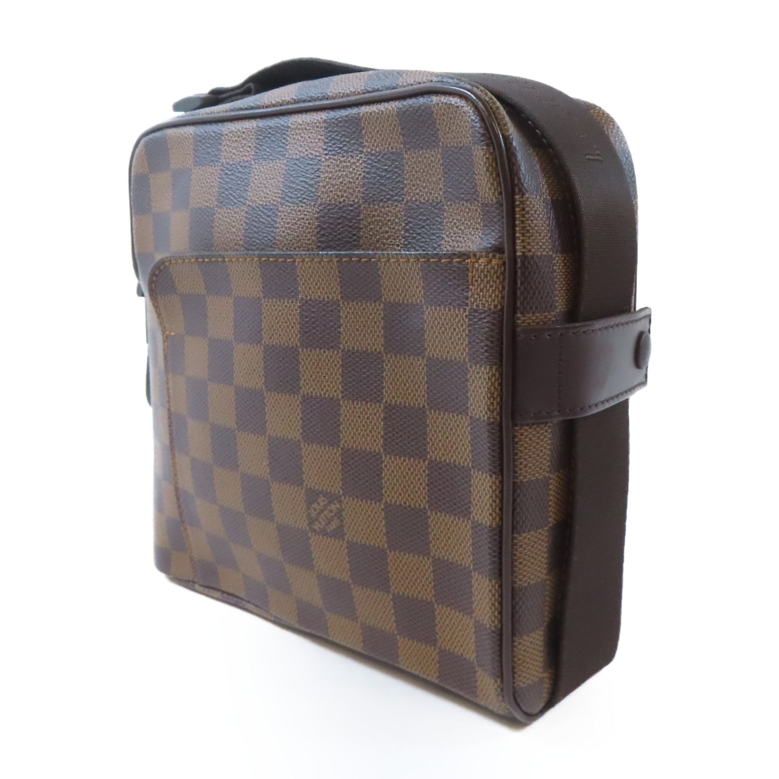 LOUIS VUITTON Damier Olav金扣肩背袋啡色