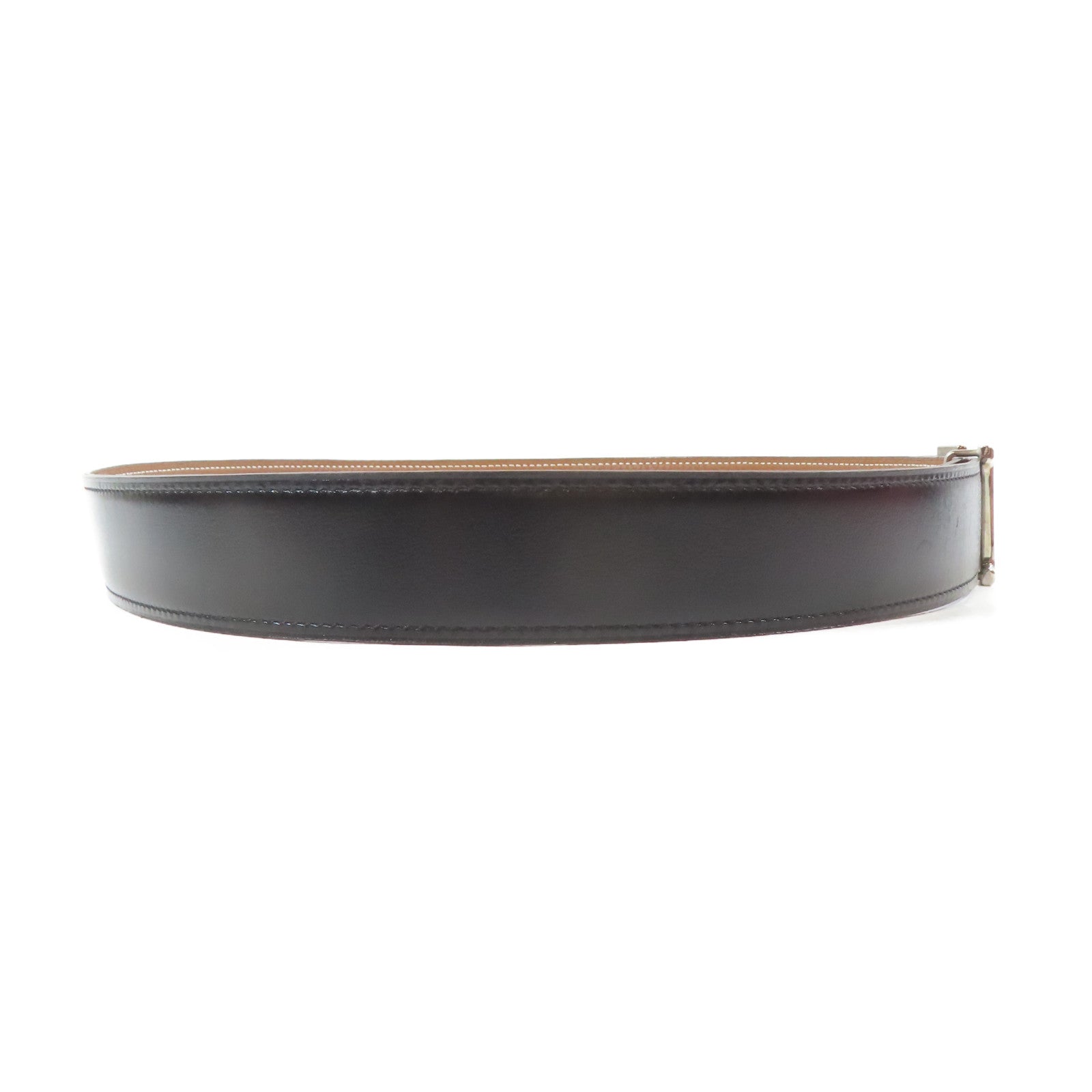 HERMES 皮革Belt銀扣皮帶黑色/啡色80cm