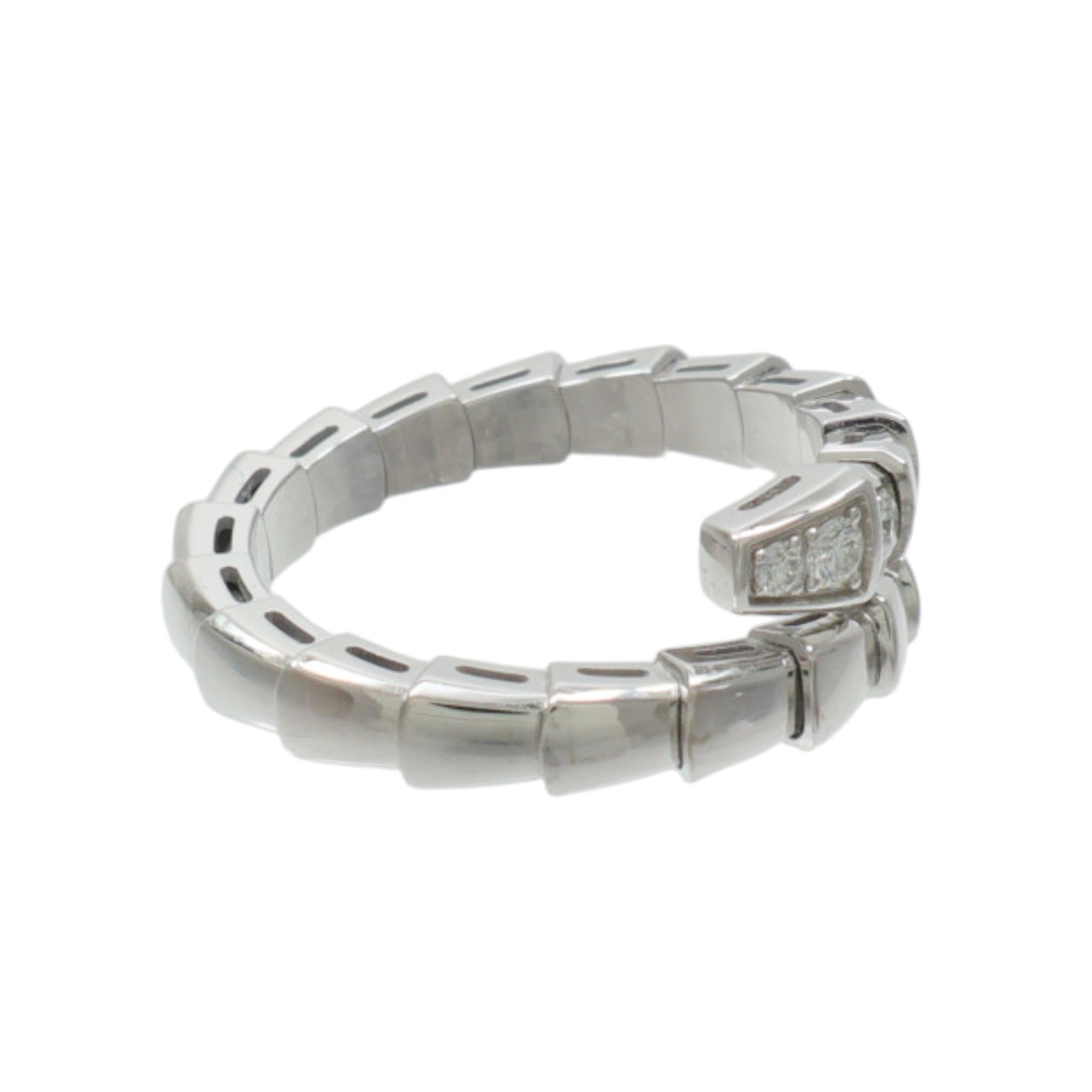 BVLGARI 18K白金Serpenti Viper Ring鑽石戒指