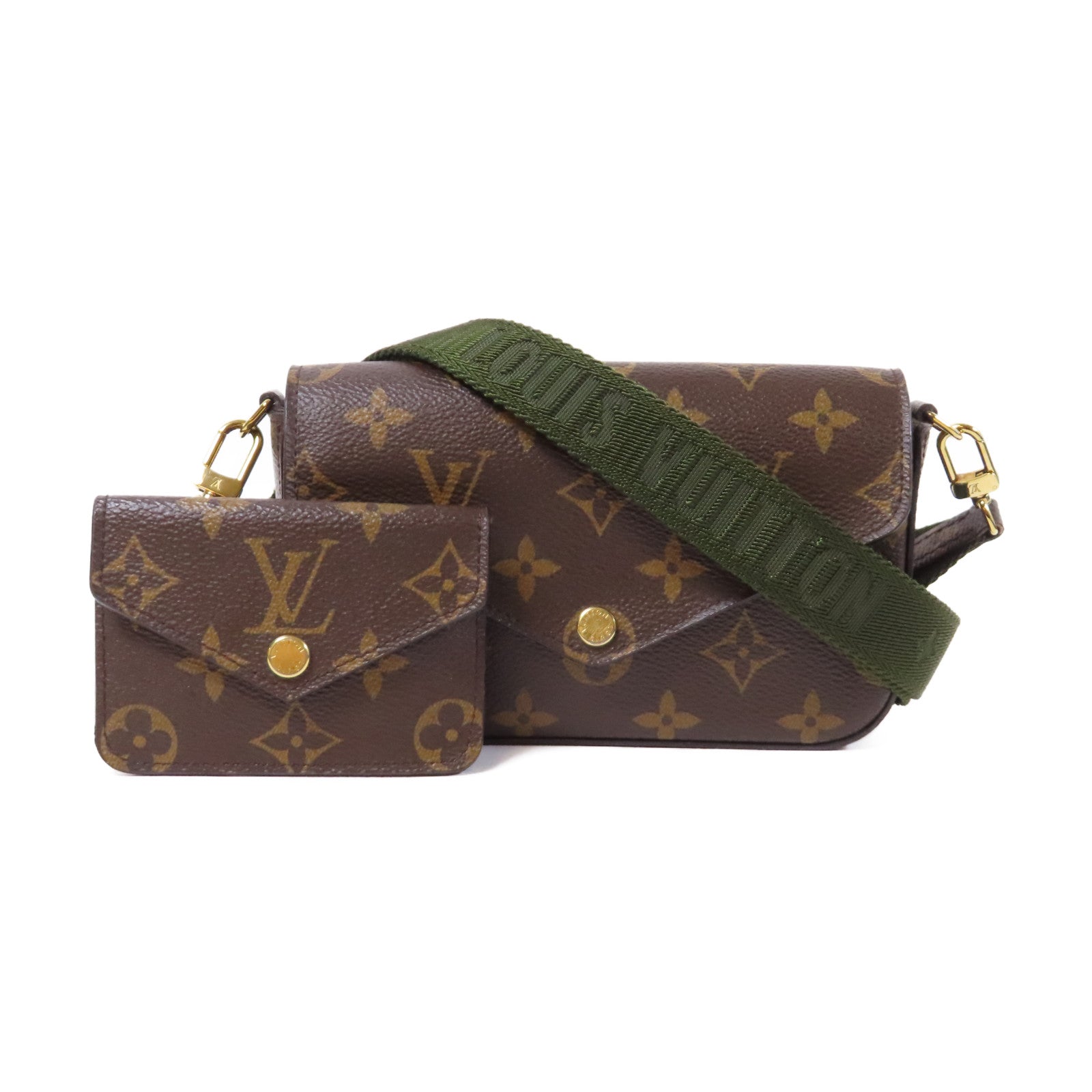 LOUIS VUITTON Monogram Mini Pochette Accessoires金扣肩背袋啡色