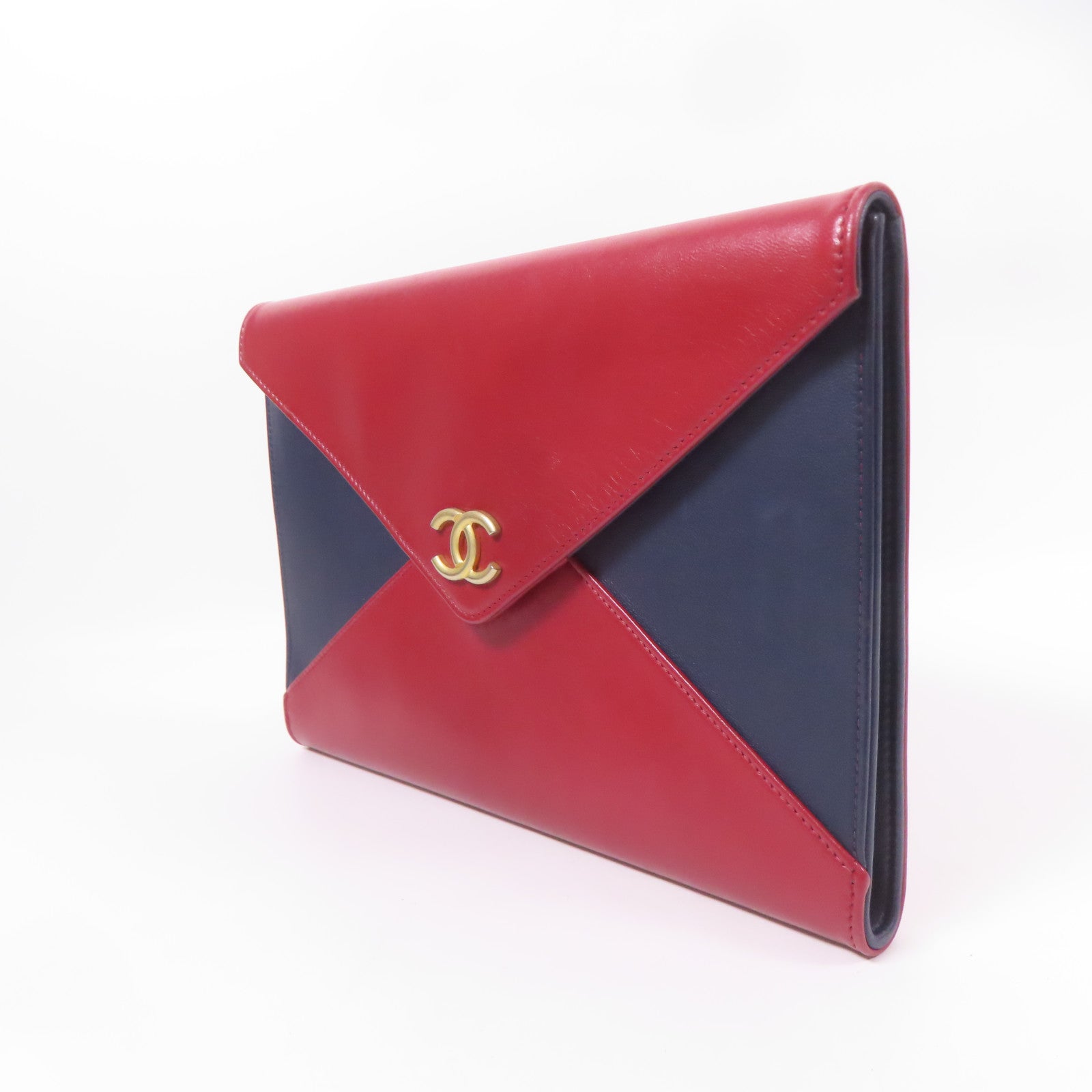 CHANEL 皮革Clutch Bag金扣手拿包