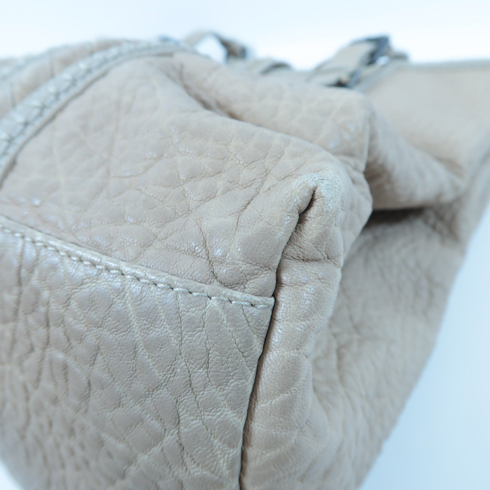 BOTTEGA VENETA 【激減優惠】織紋牛皮皮革Shoulder Bag銀扣肩背袋米色