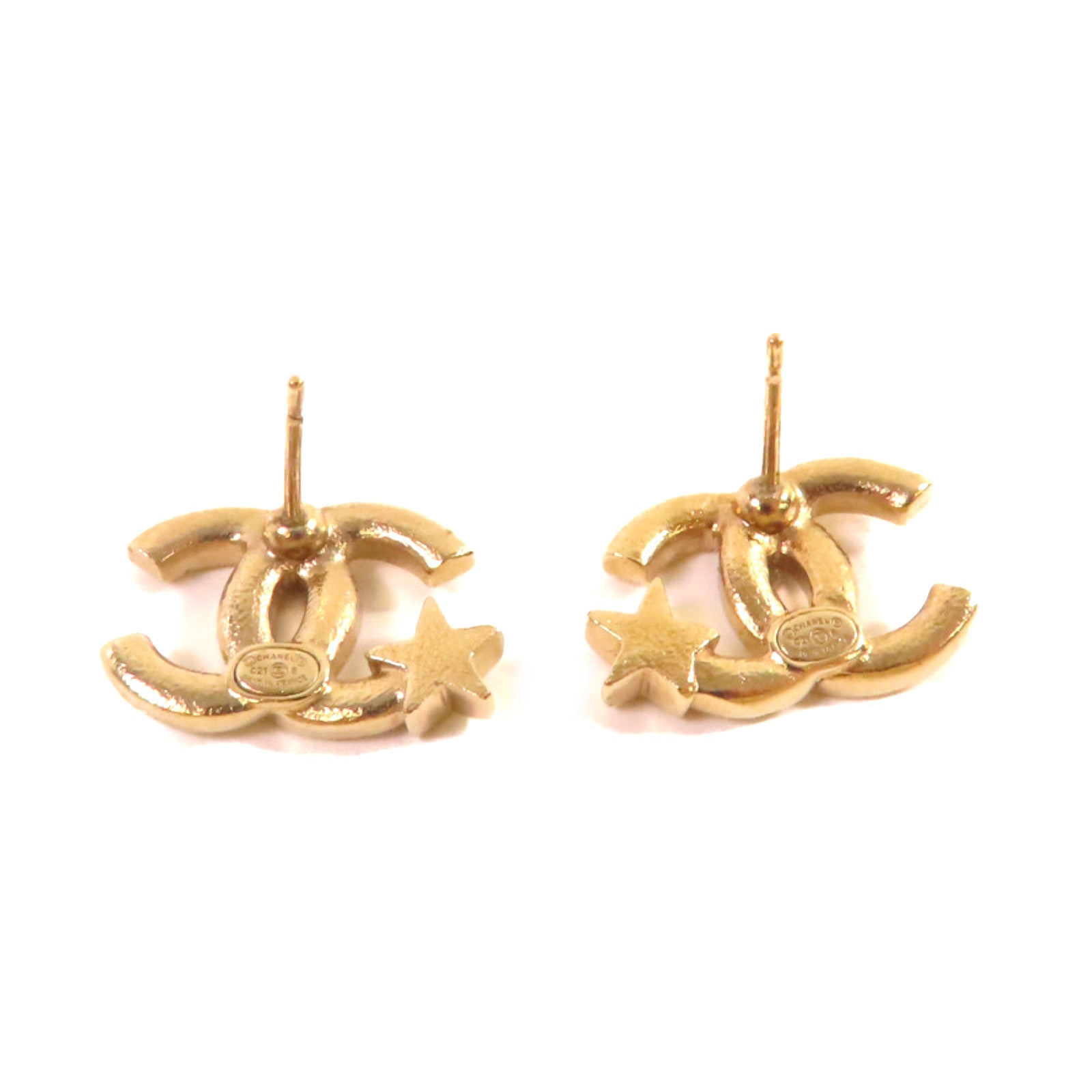 CHANEL 金屬CC Star Earrings耳環金色