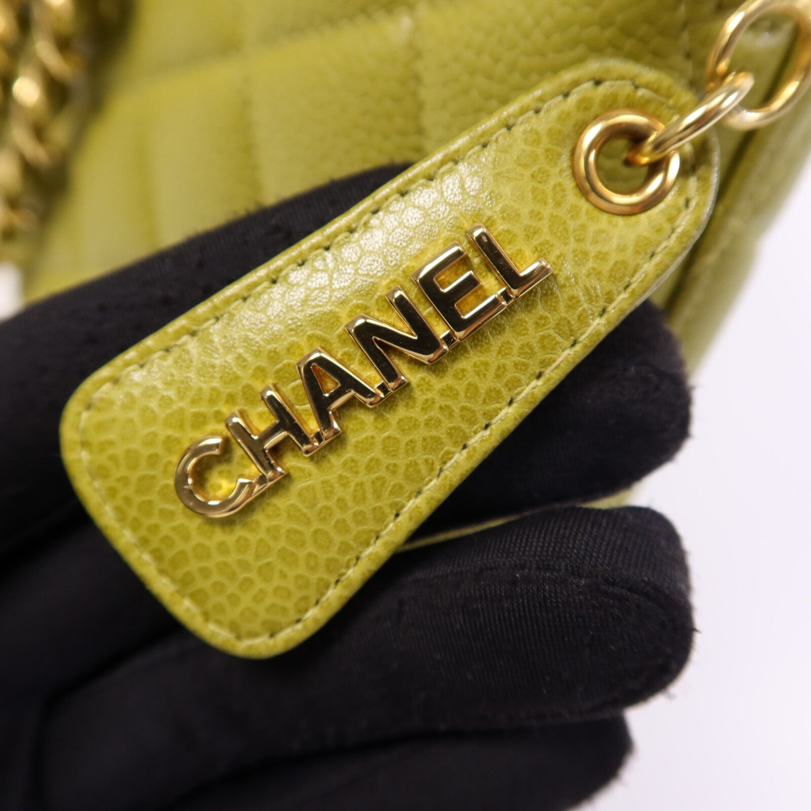 CHANEL 牛皮皮革Shoulder Bag金扣鏈帶肩背袋