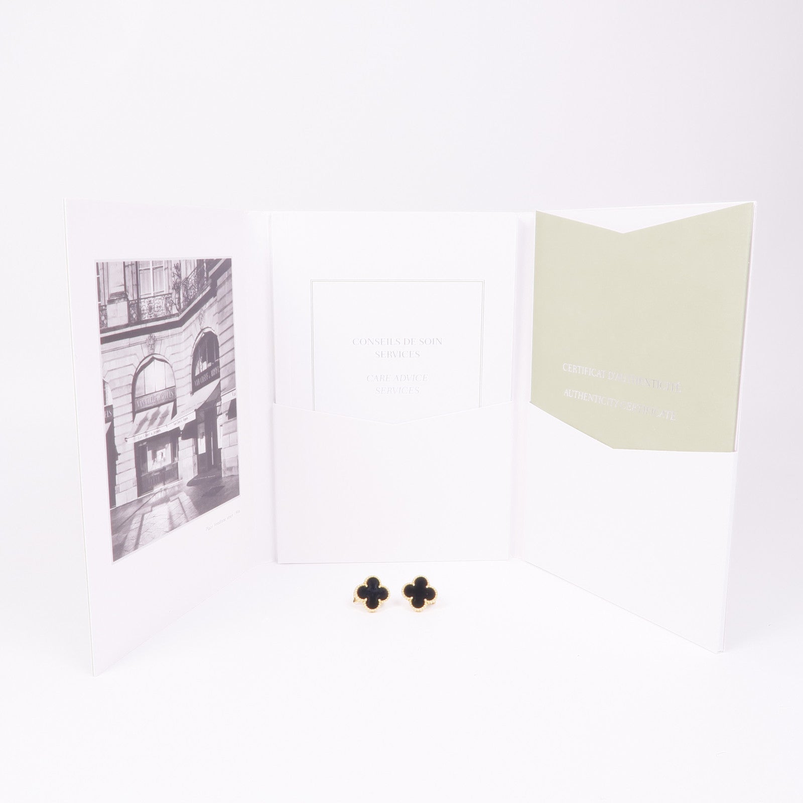 Van Cleef & Arpels 18K黃金/縞瑪瑙Vintage Alhambra Earrings耳環