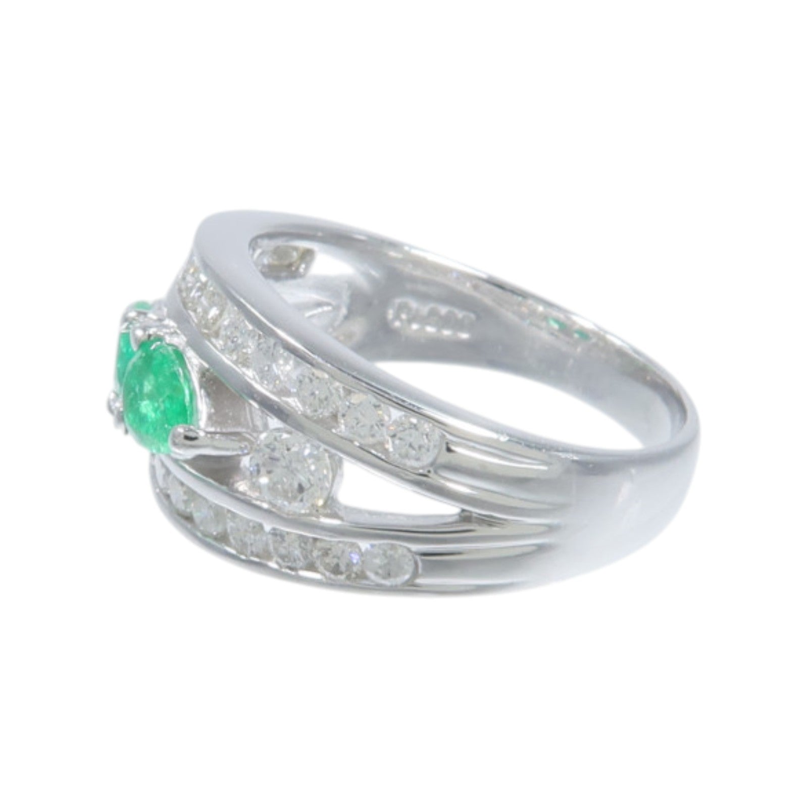 JEWELRY 【激減優惠】PT900鉑金Diamond Ring綠寶石/鑽石戒指