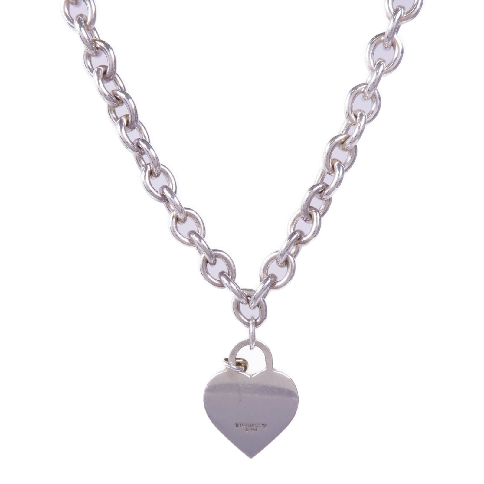 TIFFANY＆CO 925純銀/18K白金Heart Key Padlock Lock Choker Necklace項鍊