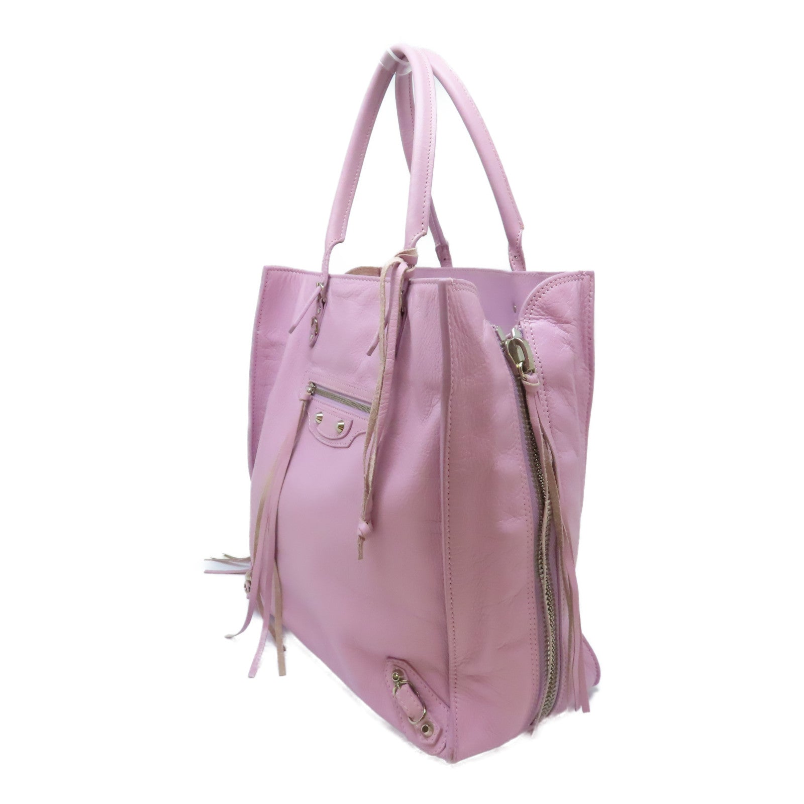 BALENCIAGA 【激減優惠】牛皮皮革Papier Tote銀扣手挽袋紫色