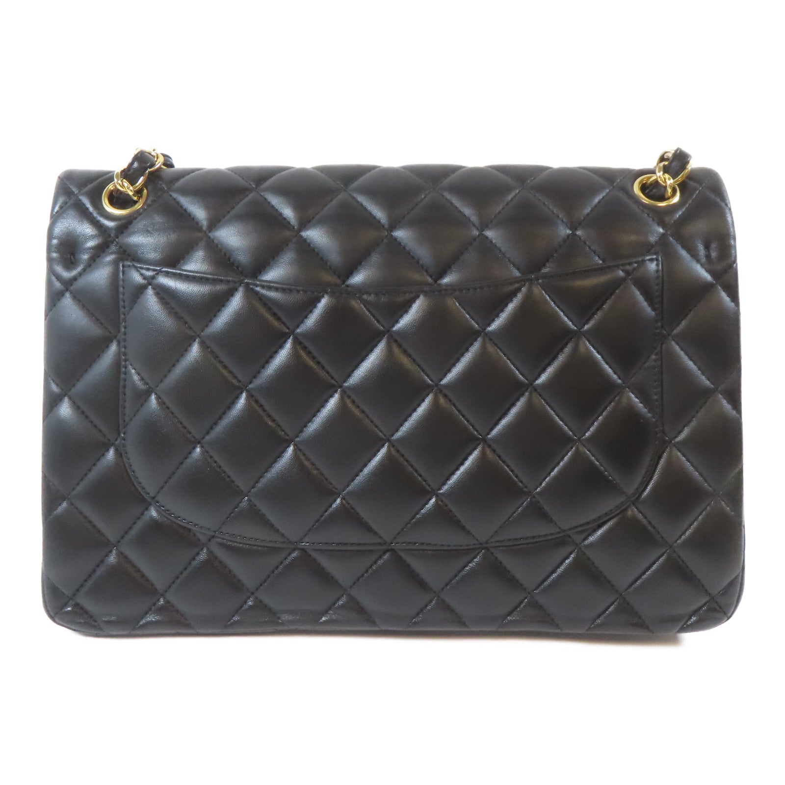 CHANEL 菱格羊皮皮革Classic Jumbo Bag金扣鏈帶肩背袋黑色