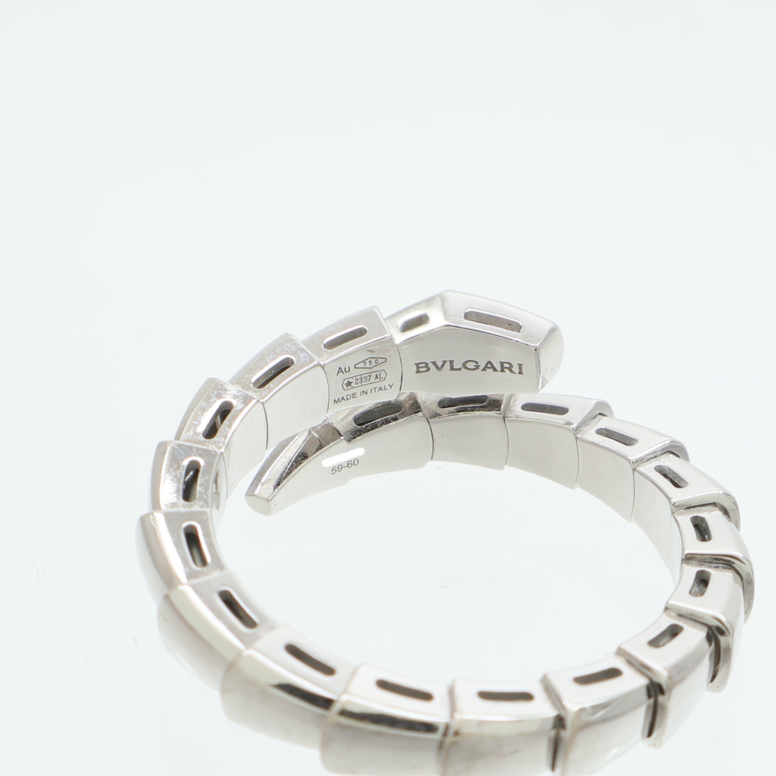 BVLGARI 18K白金Serpenti Viper Ring鑽石戒指
