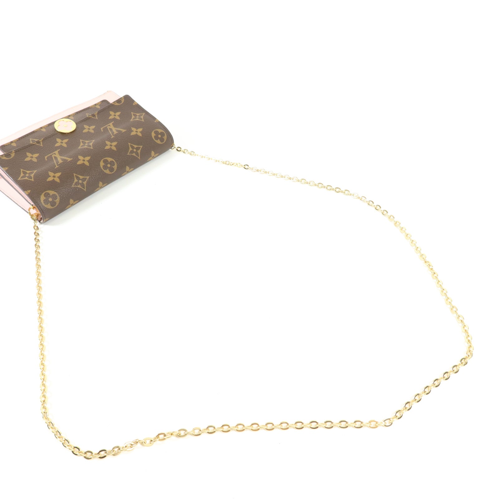 LOUIS VUITTON Monogram Flore Chain Wallet金扣鏈帶肩背袋