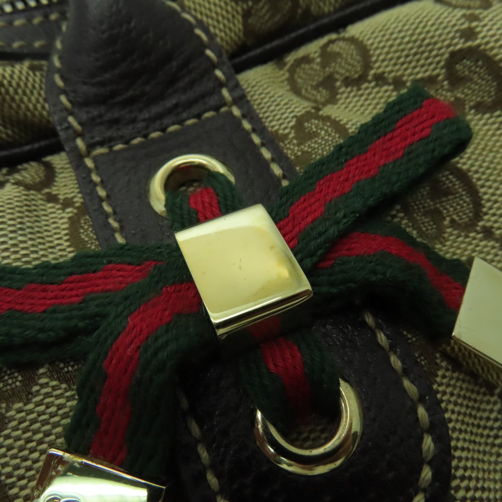 GUCCI 【激減優惠】帆布Shoulder Bag金扣肩背袋啡色