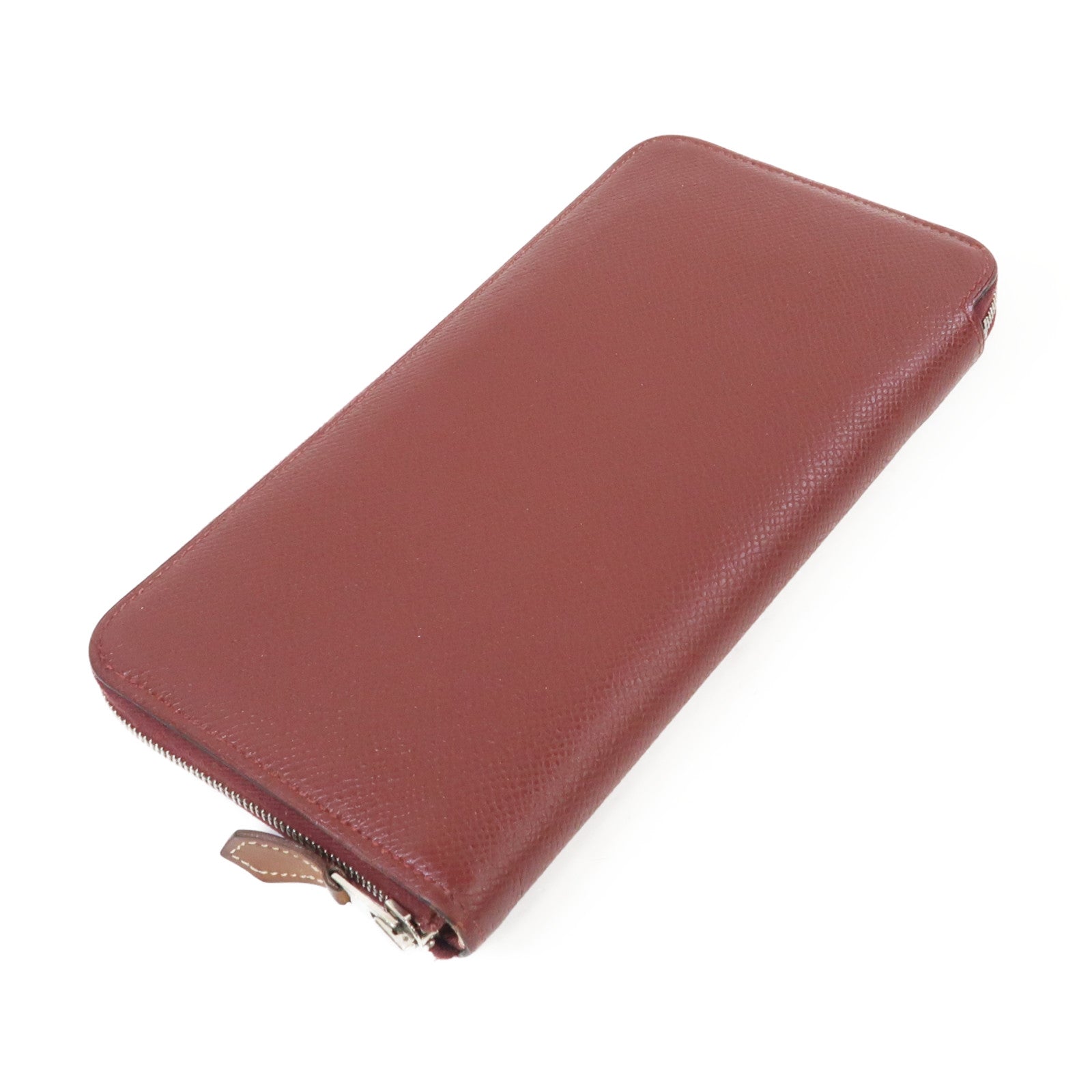 HERMES Epsom皮革Silk'In Wallet銀扣長錢包愛馬仕紅色